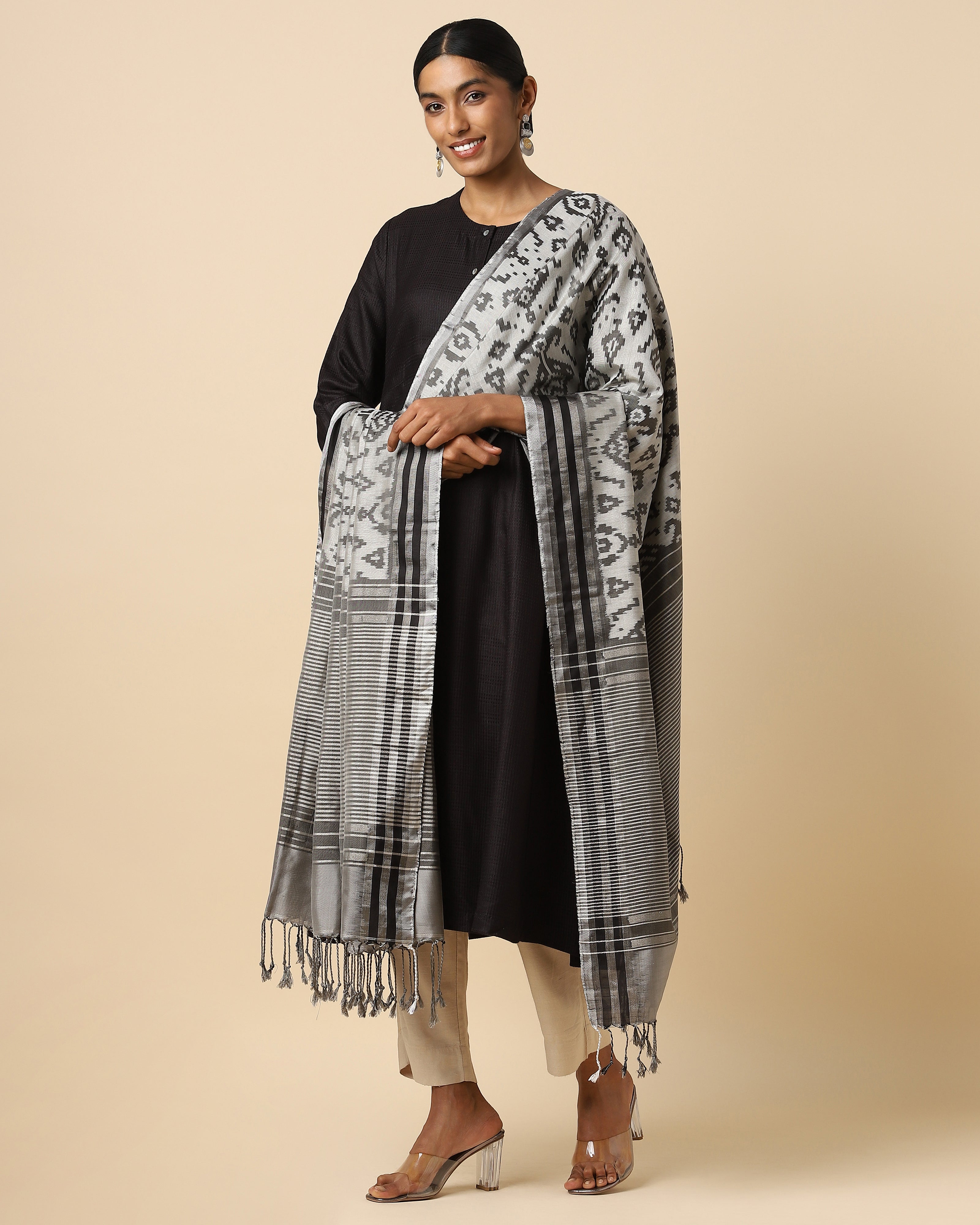Nambia Pochampally Weft Ikat Silk Dupatta