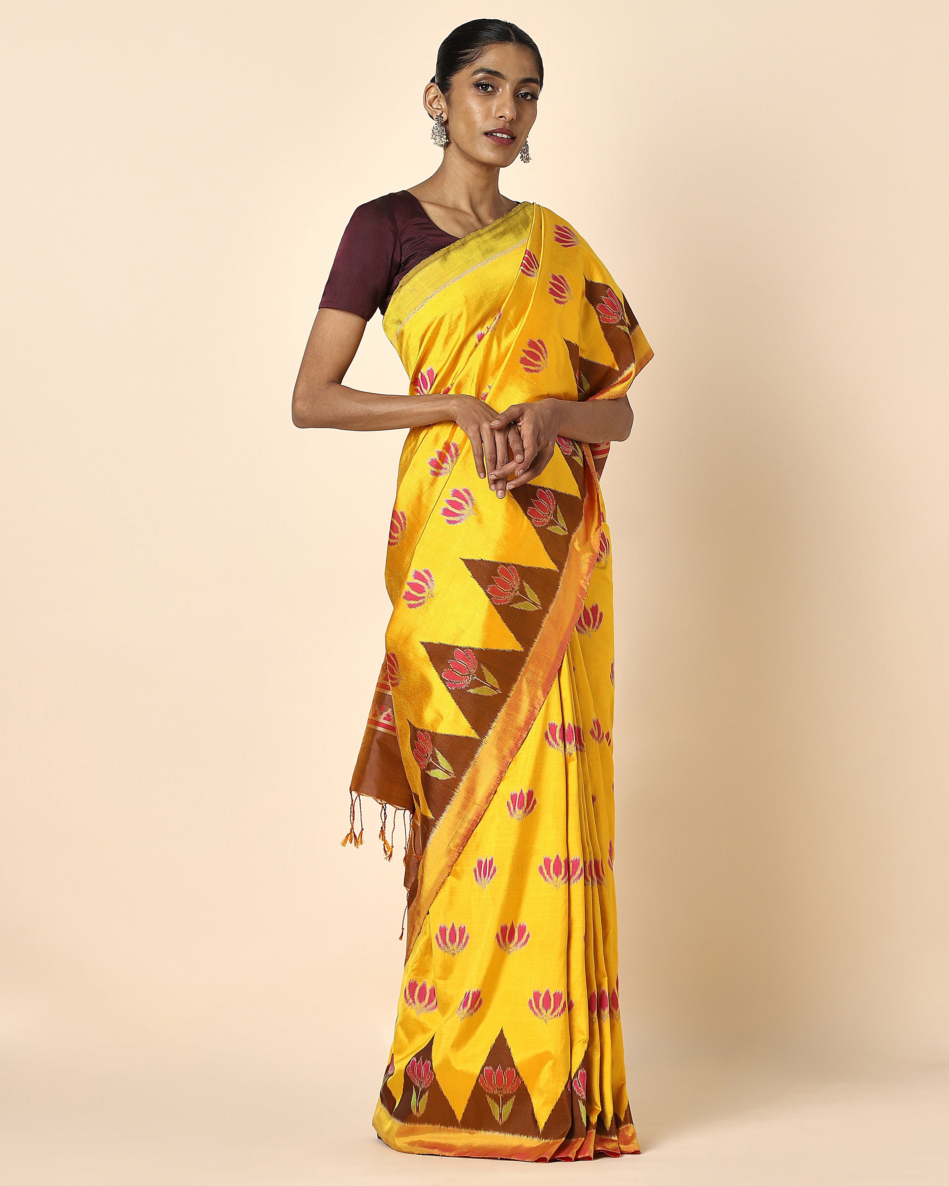 Neeksha Pochampally Weft Ikat Silk Saree