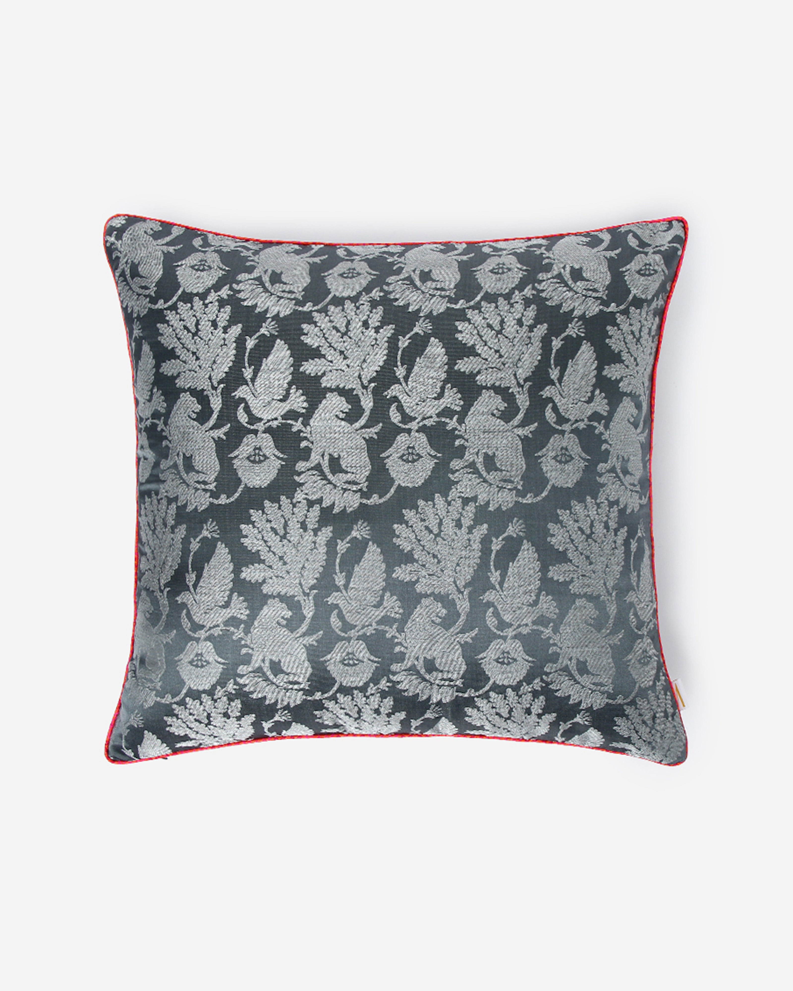 Forest Banarasi Satin Brocade Silk Cushion Cover
