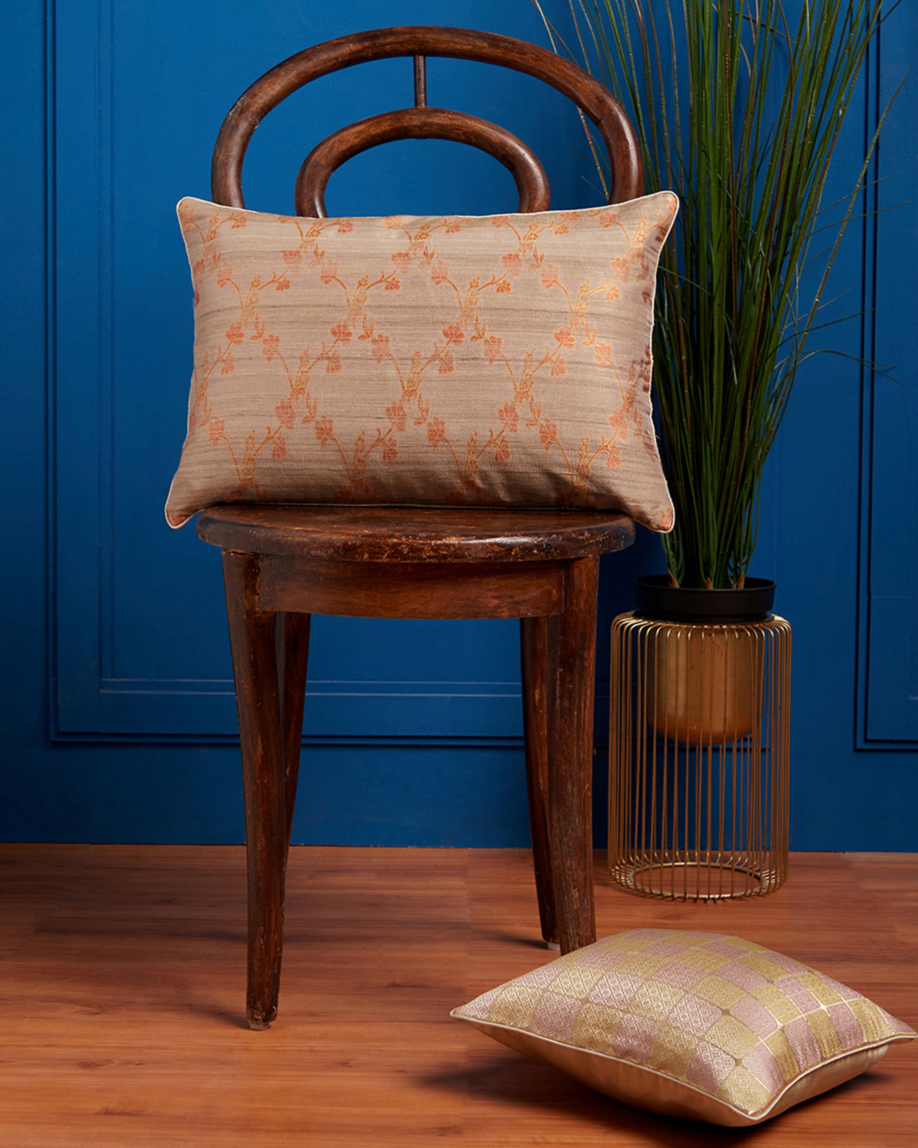 Chintzy Banarasi Satin Brocade Silk Cushion Cover