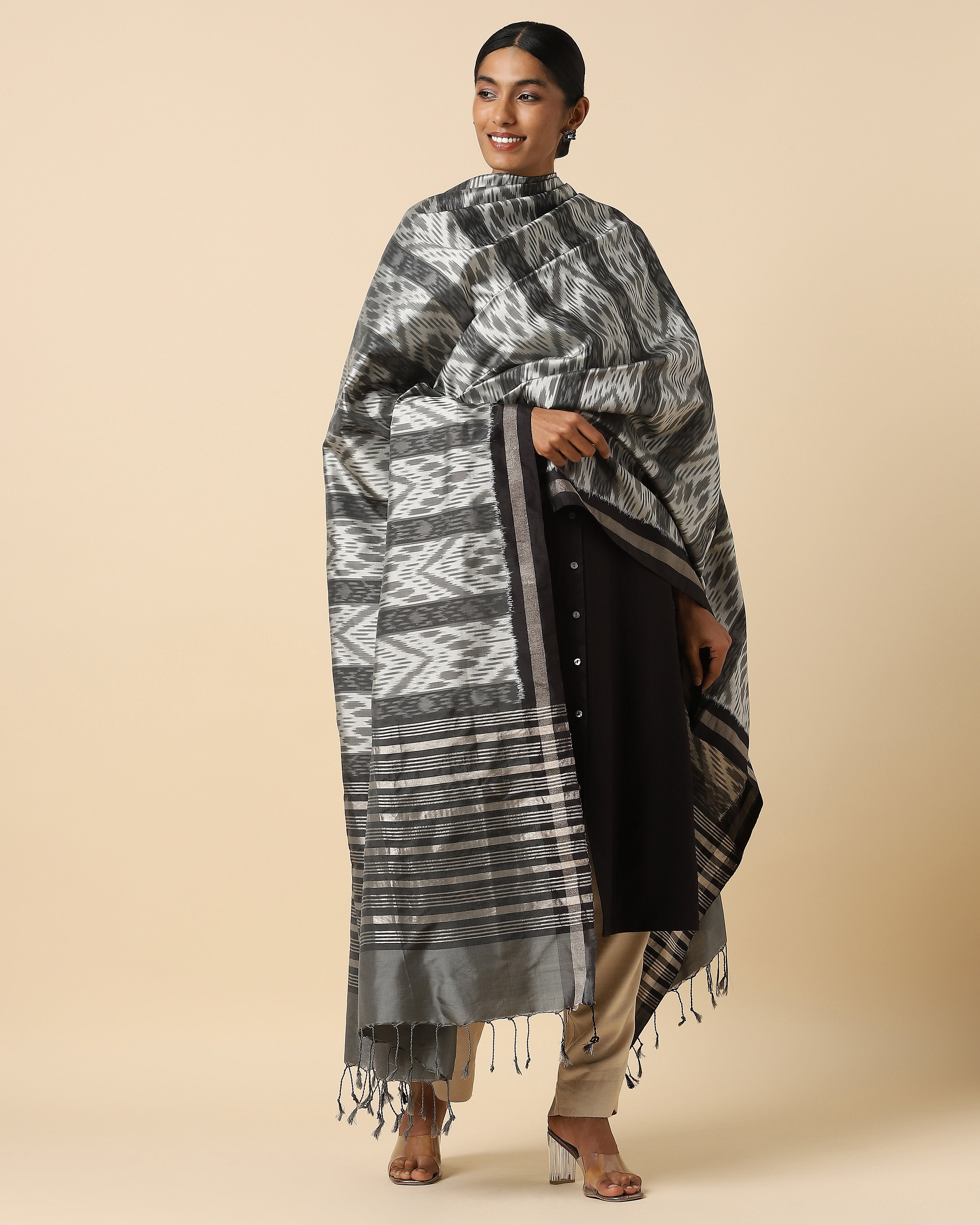 Erisha Pochampally Weft Ikat Silk Dupatta