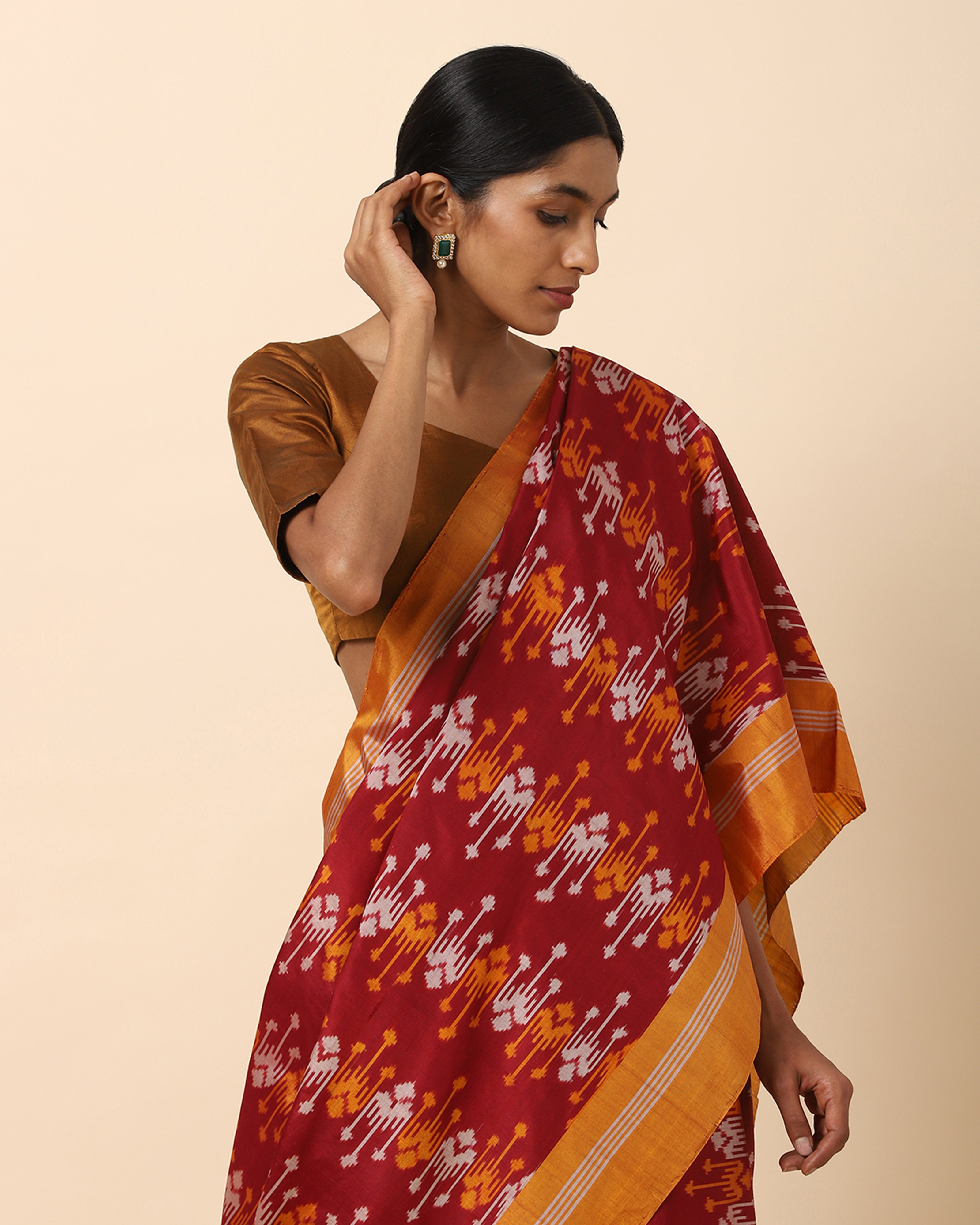 Naisha Pochampally Warp Ikat Silk Cotton Saree