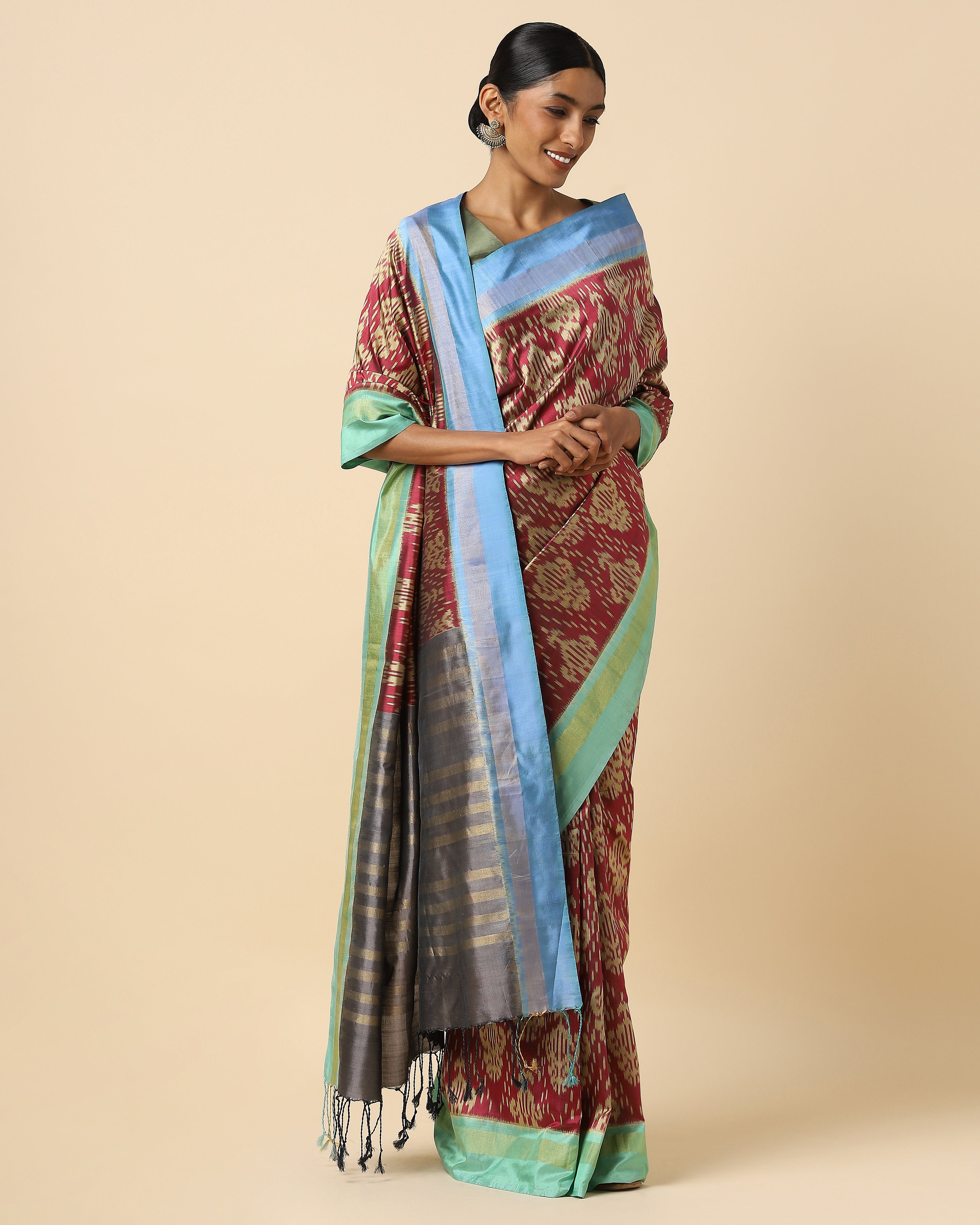 Bishti Pochampally Weft Ikat Silk Saree