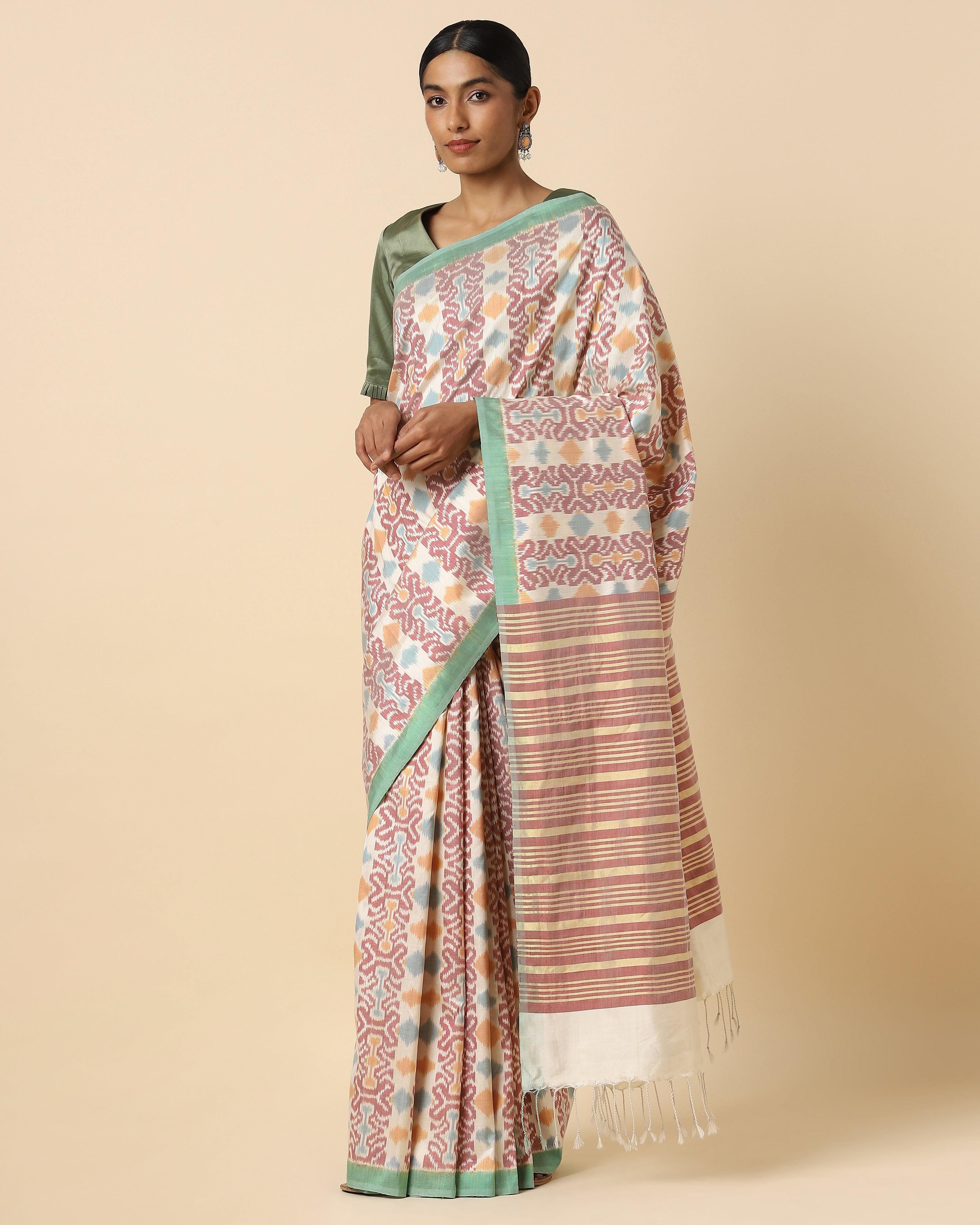 Kajri Pochampally Weft Ikat Silk Cotton Saree