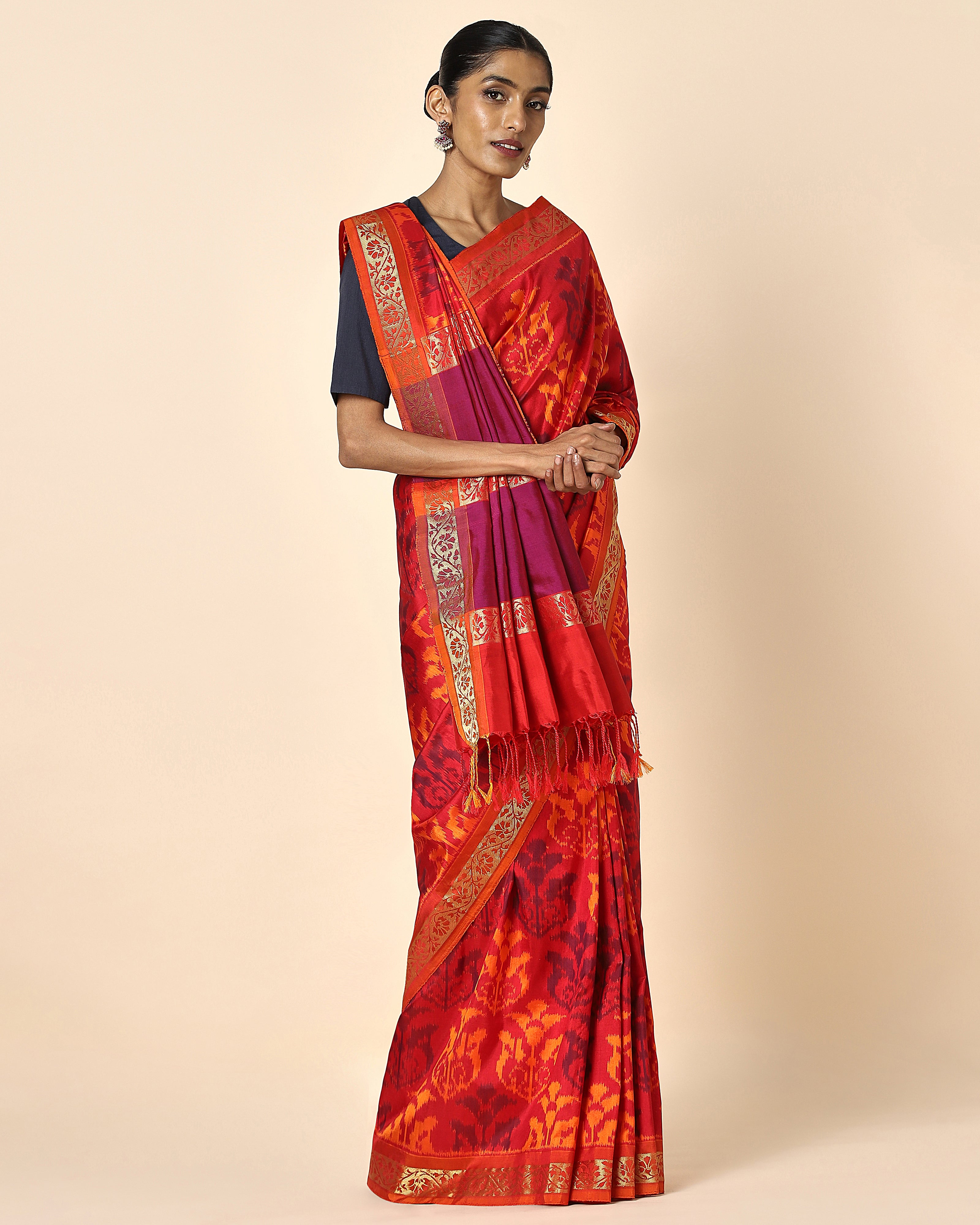 Bhagya Pochampally Weft Ikat Silk Saree