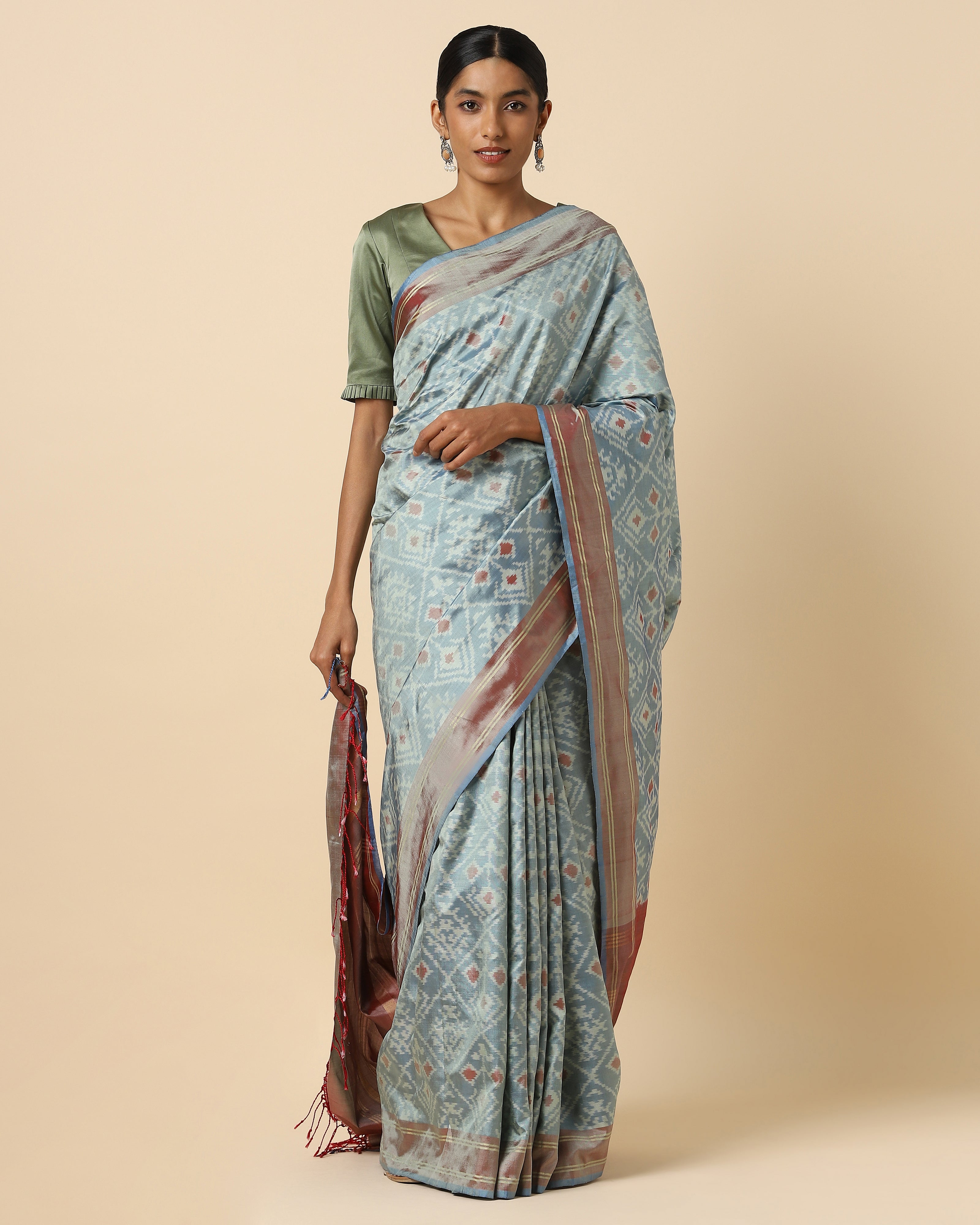 Adham Pochampally Warp Ikat Silk Saree
