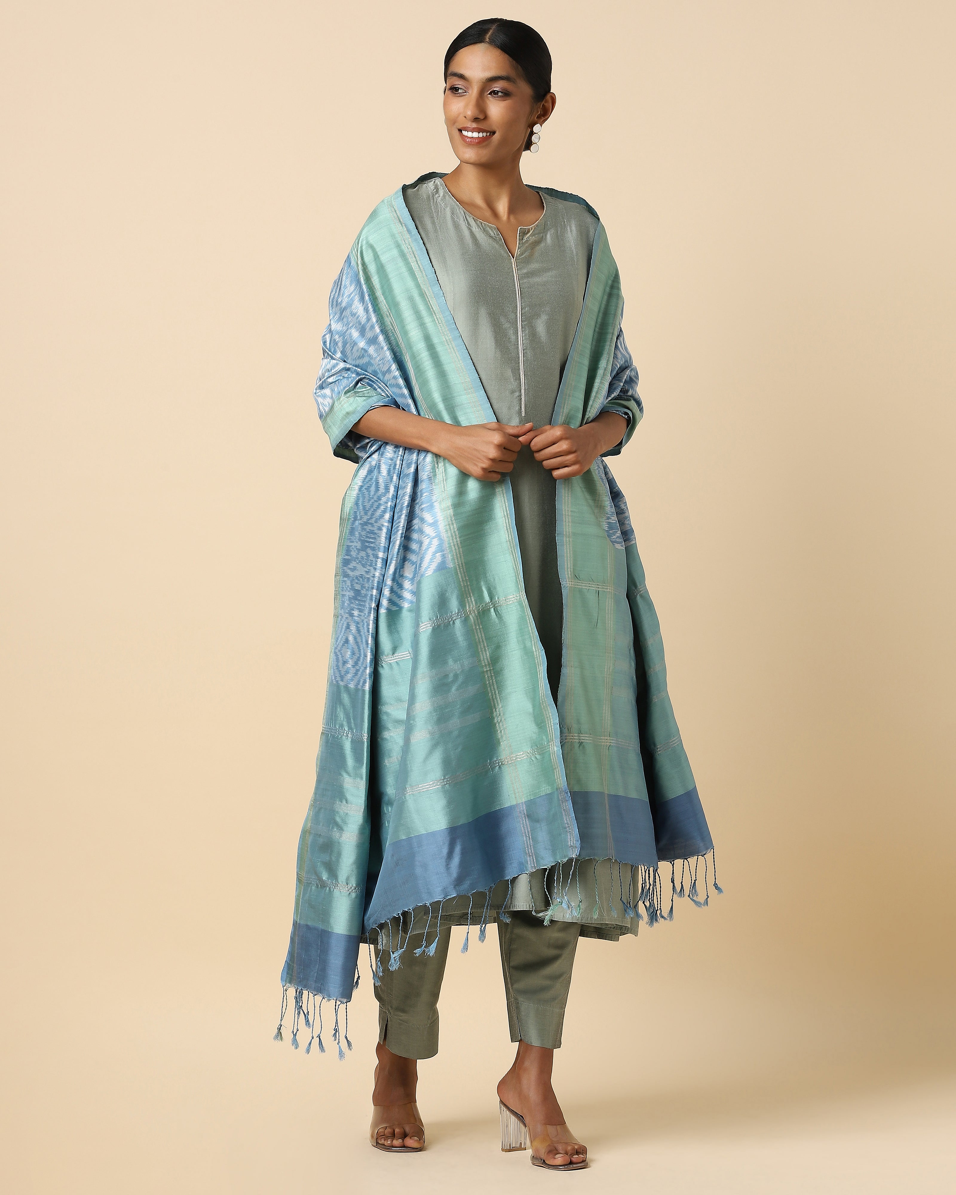 Vahini Pochampally Weft Ikat Silk Dupatta