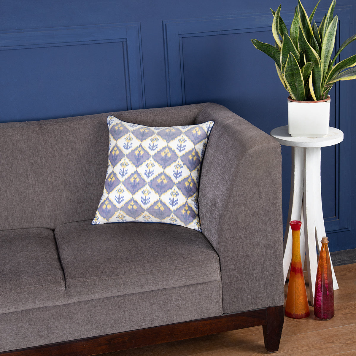 Lily Pochampally Weft Ikat Silk Cotton Cushion Cover