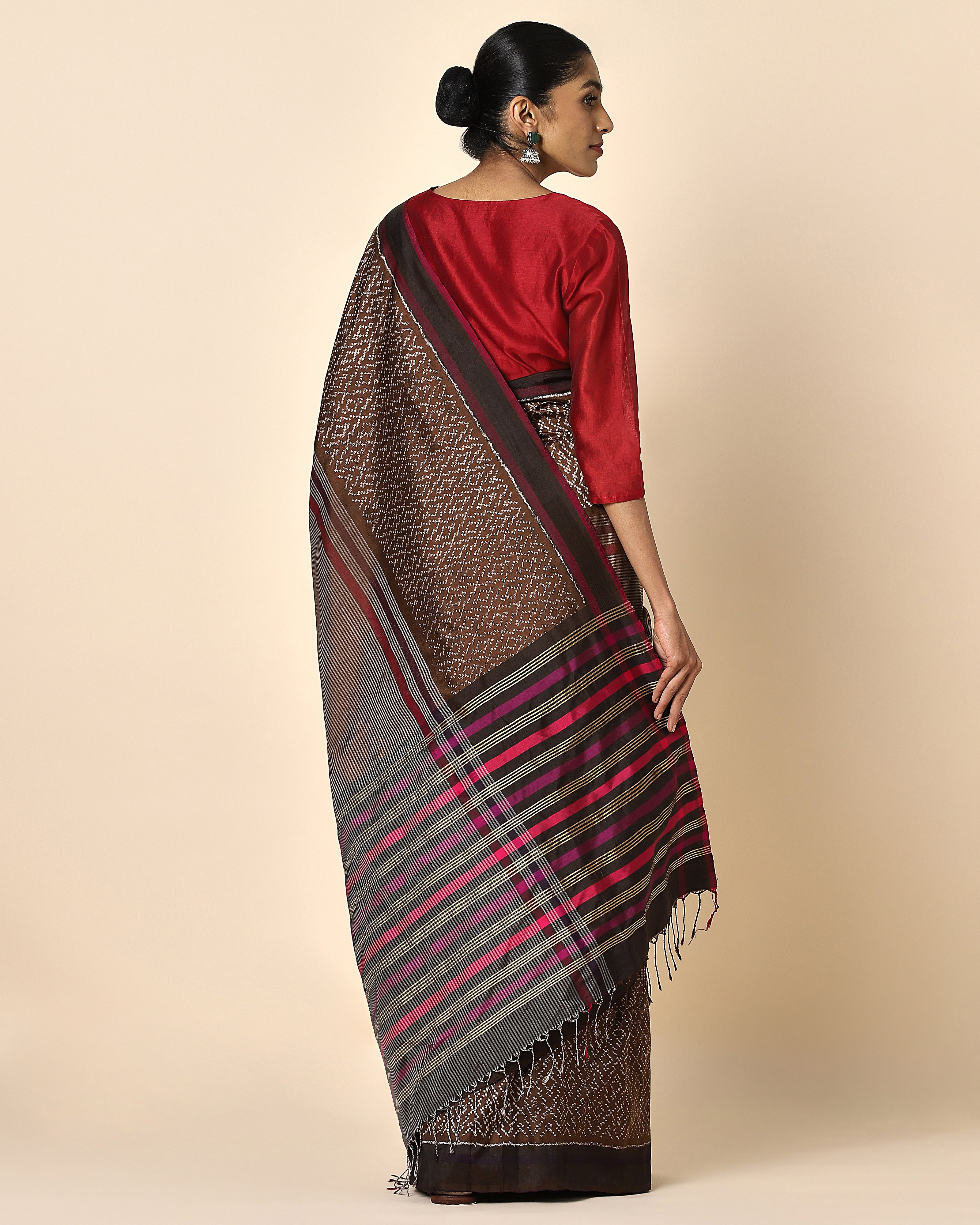 Hardeeka Pochampally Weft Ikat Silk Saree