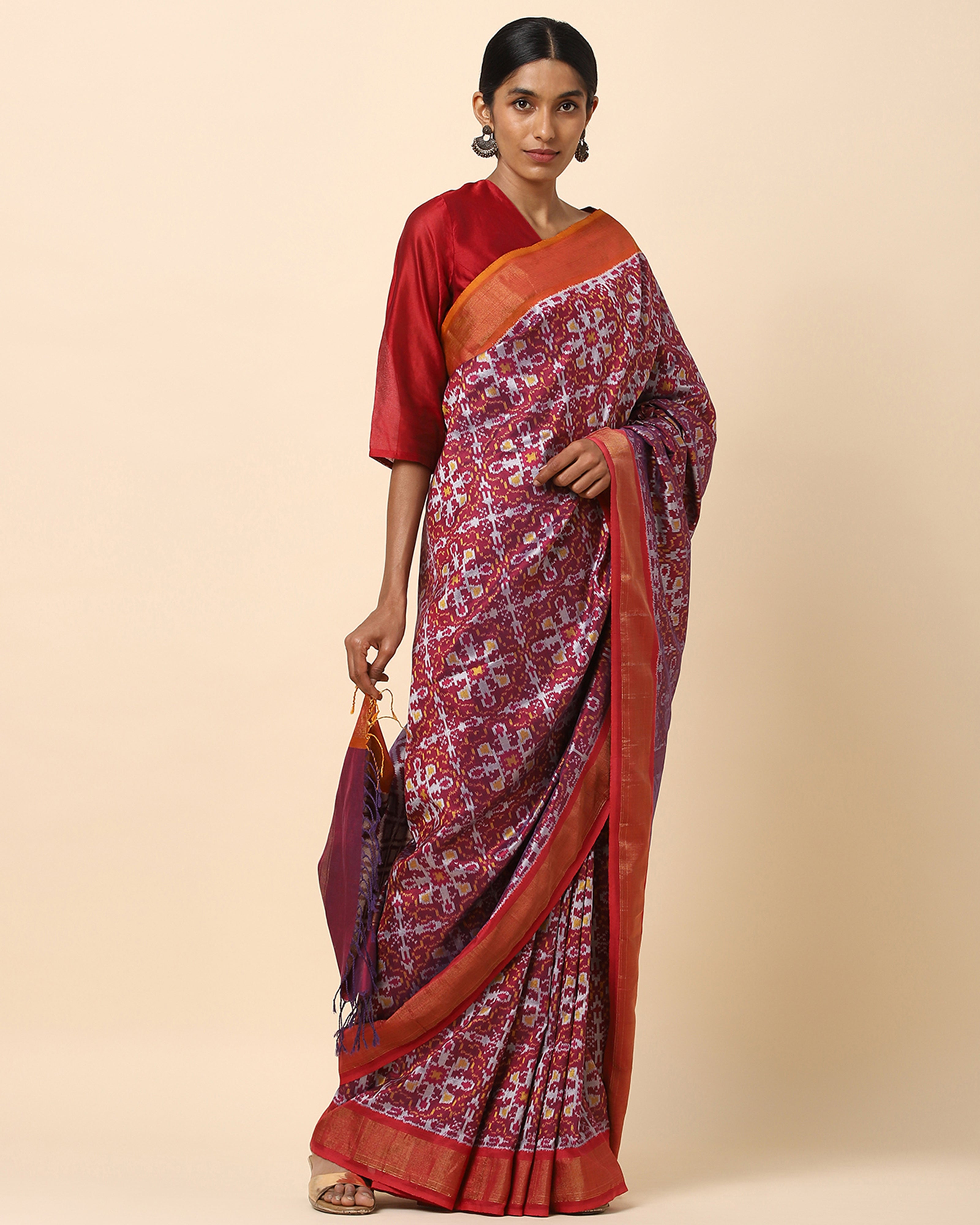 Ahilya Pochampally Weft Ikat Cotton Silk Saree