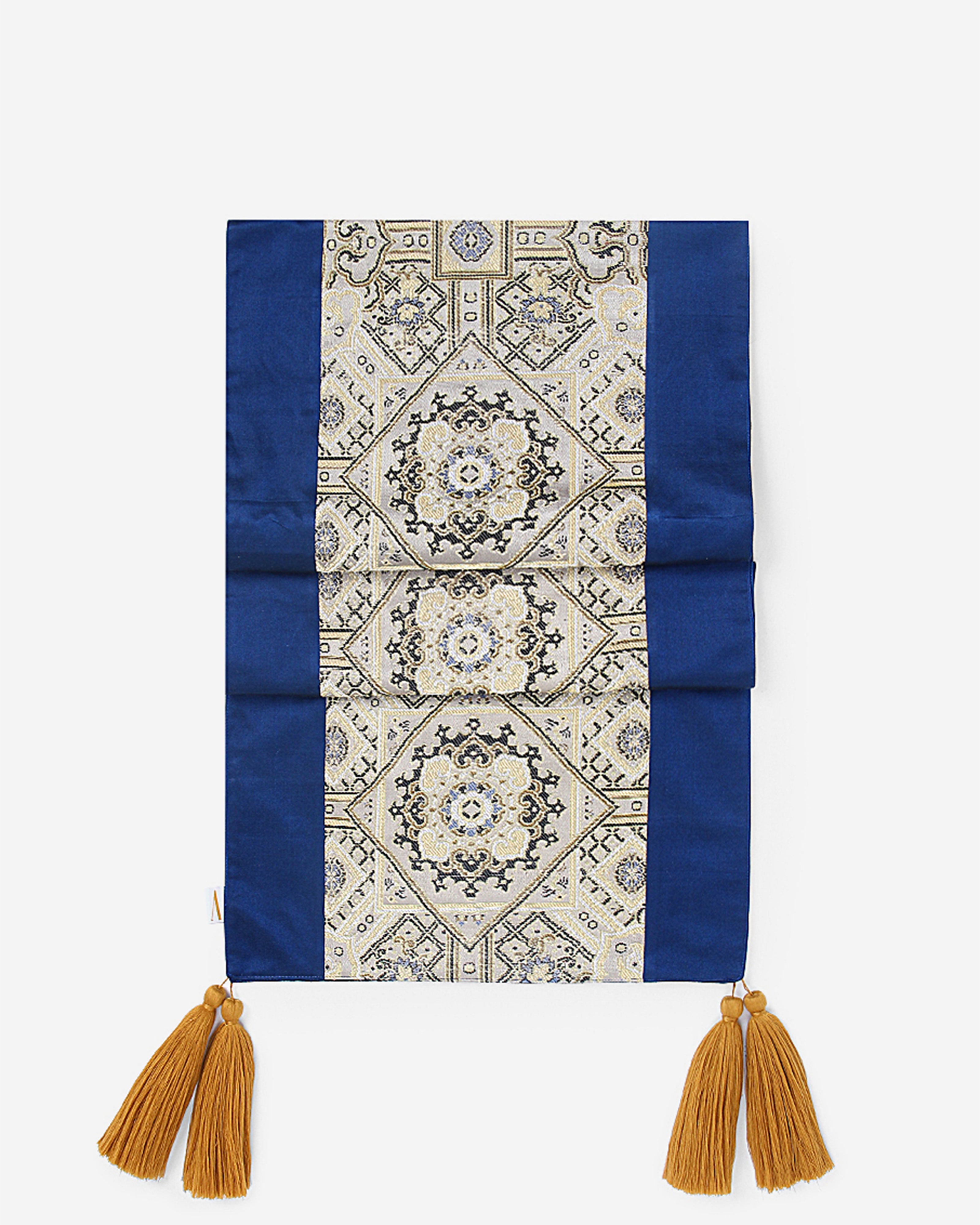 Rhombus Banarasi Satin Brocade Silk Table Runner