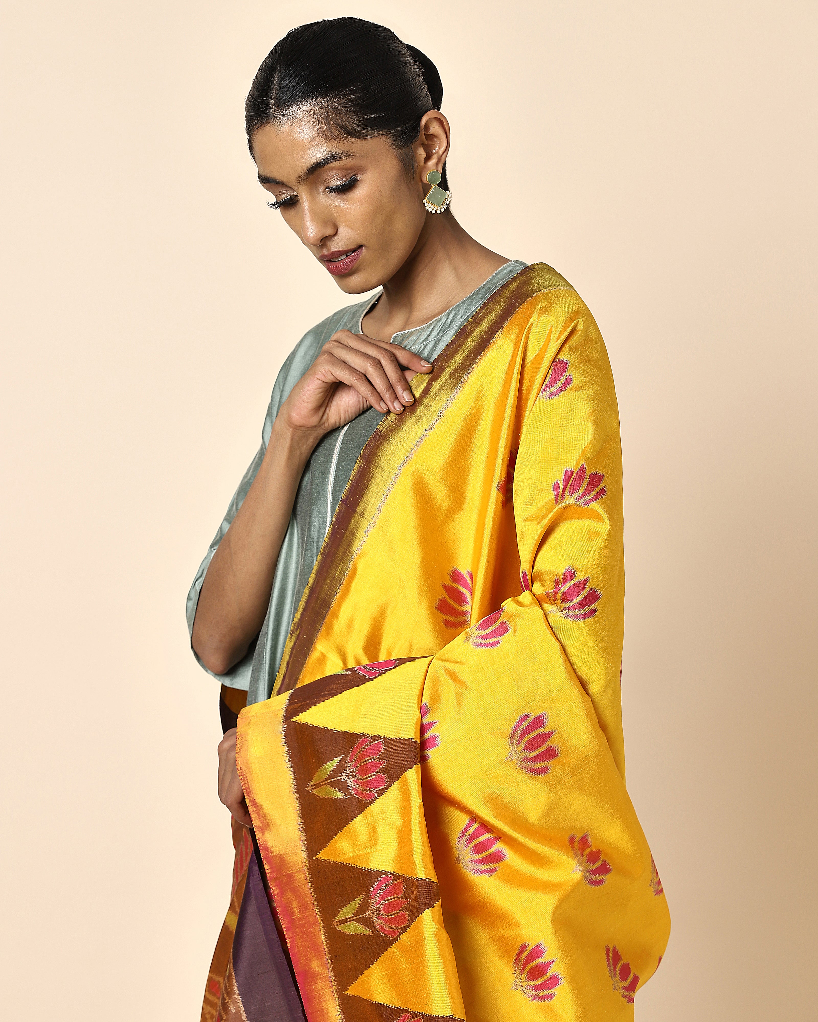 Neeksha Pochampally Weft Ikat Silk Dupatta