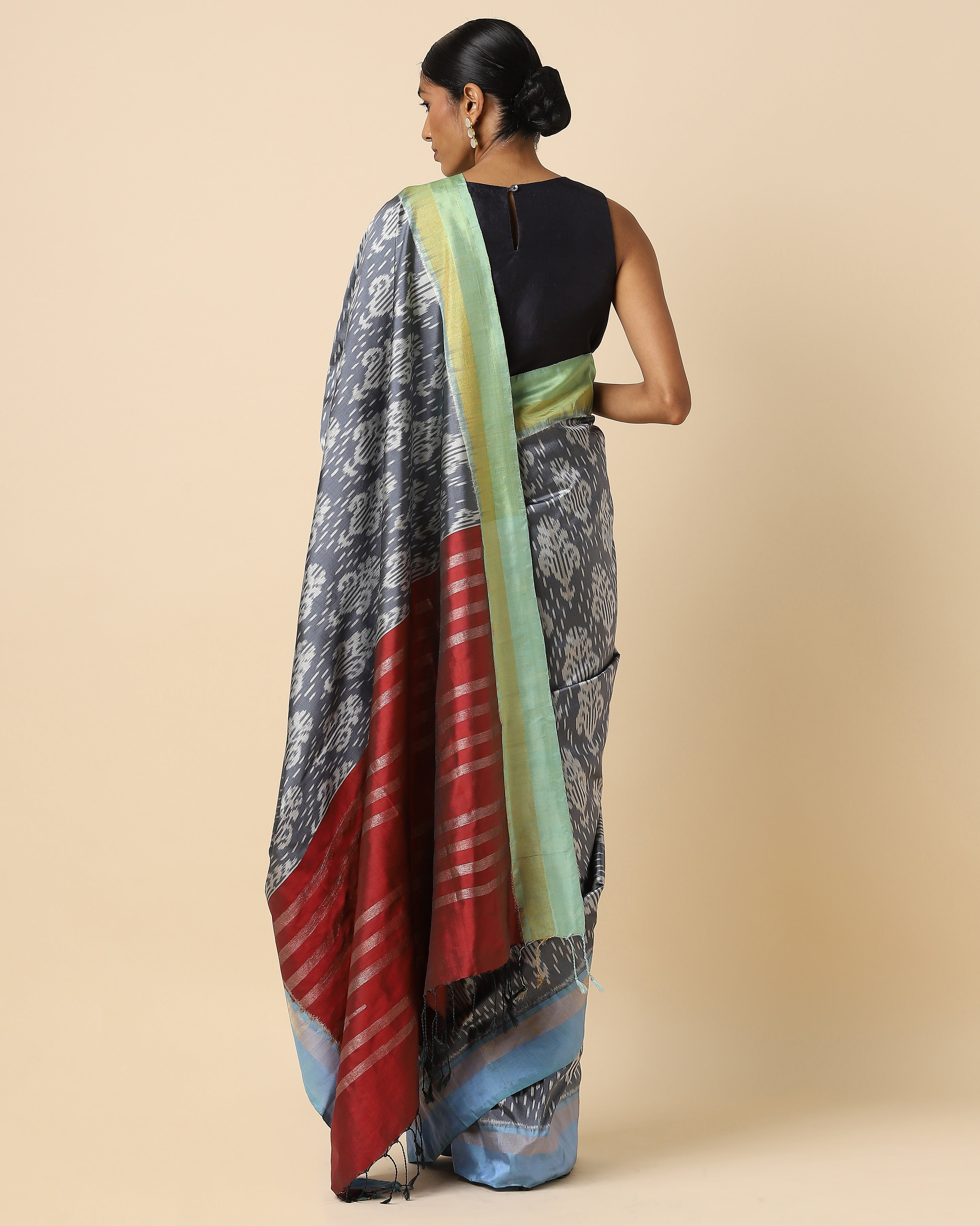 Bishti Pochampally Weft Ikat Silk Saree