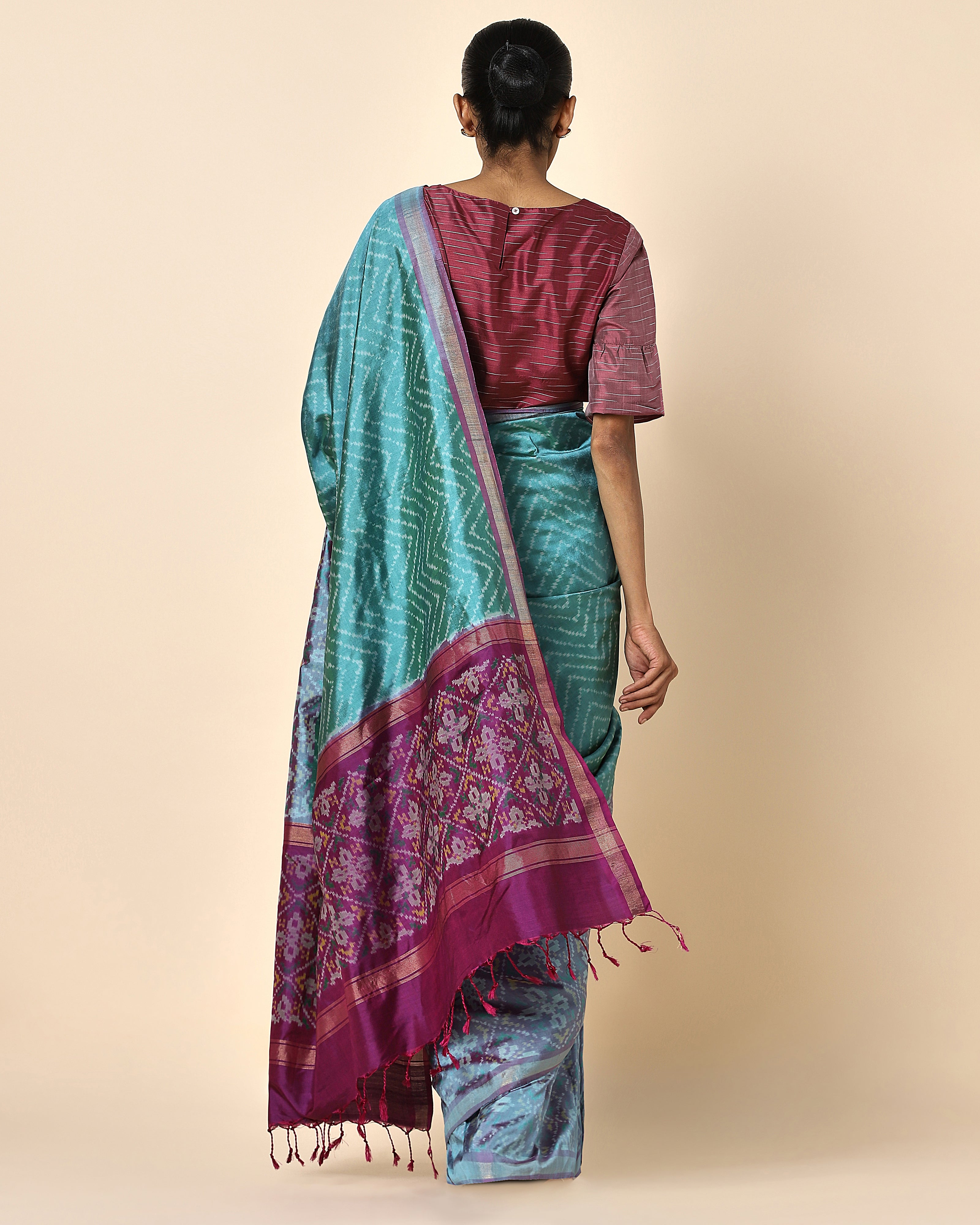 Aanshika Pochampally Warp Ikat Silk Saree