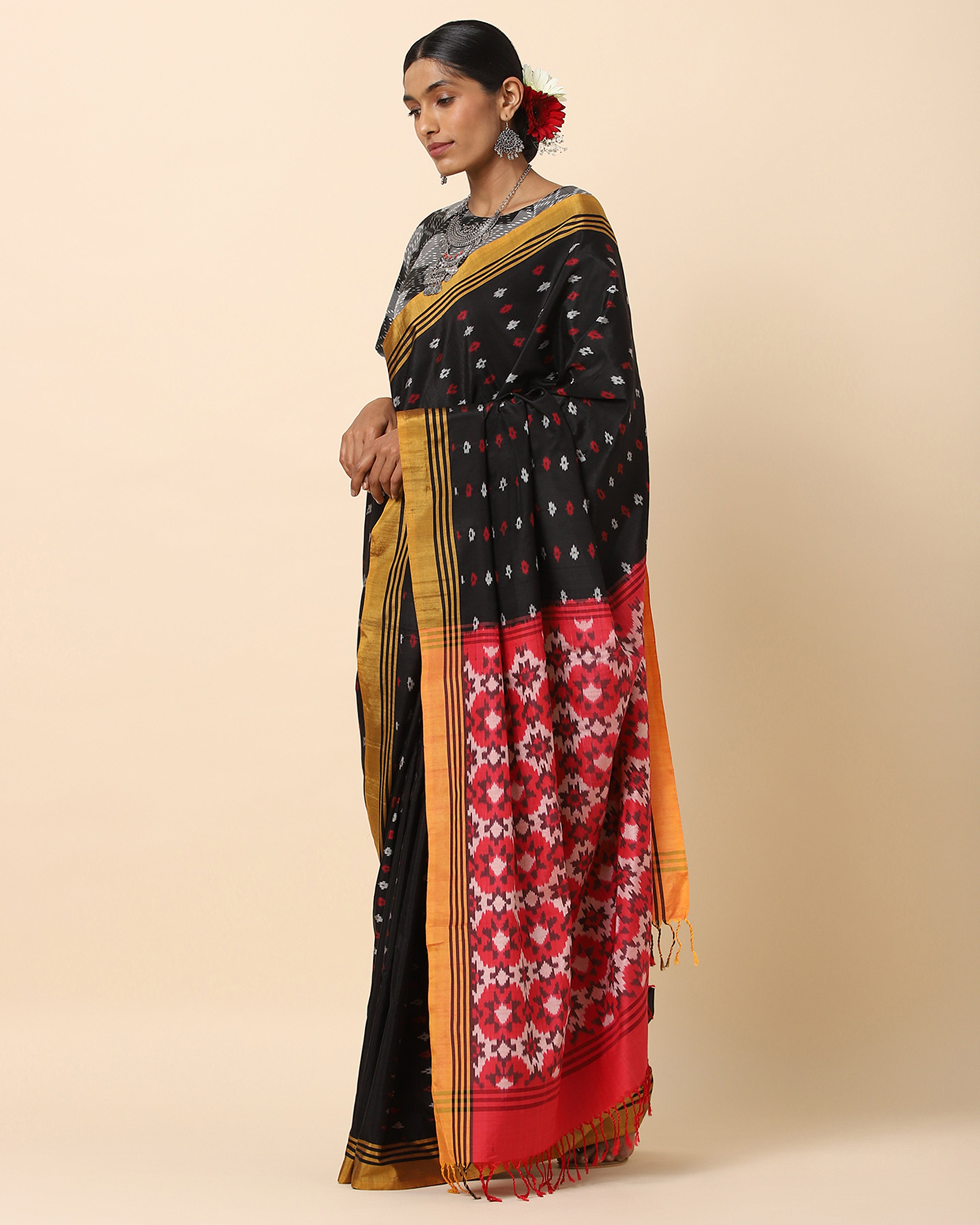 Poonam Pochampally Warp Ikat Silk Cotton Saree