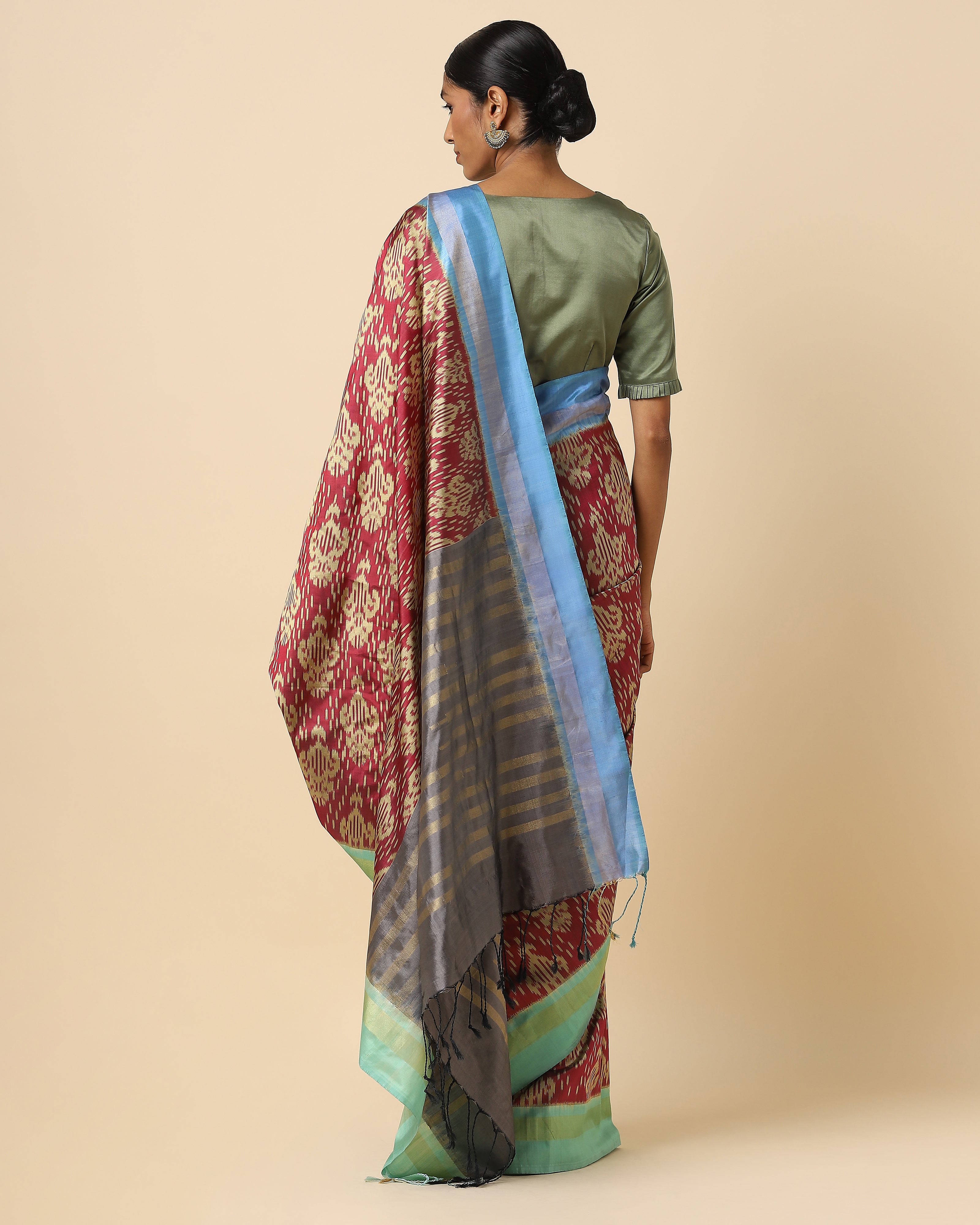 Bishti Pochampally Weft Ikat Silk Saree