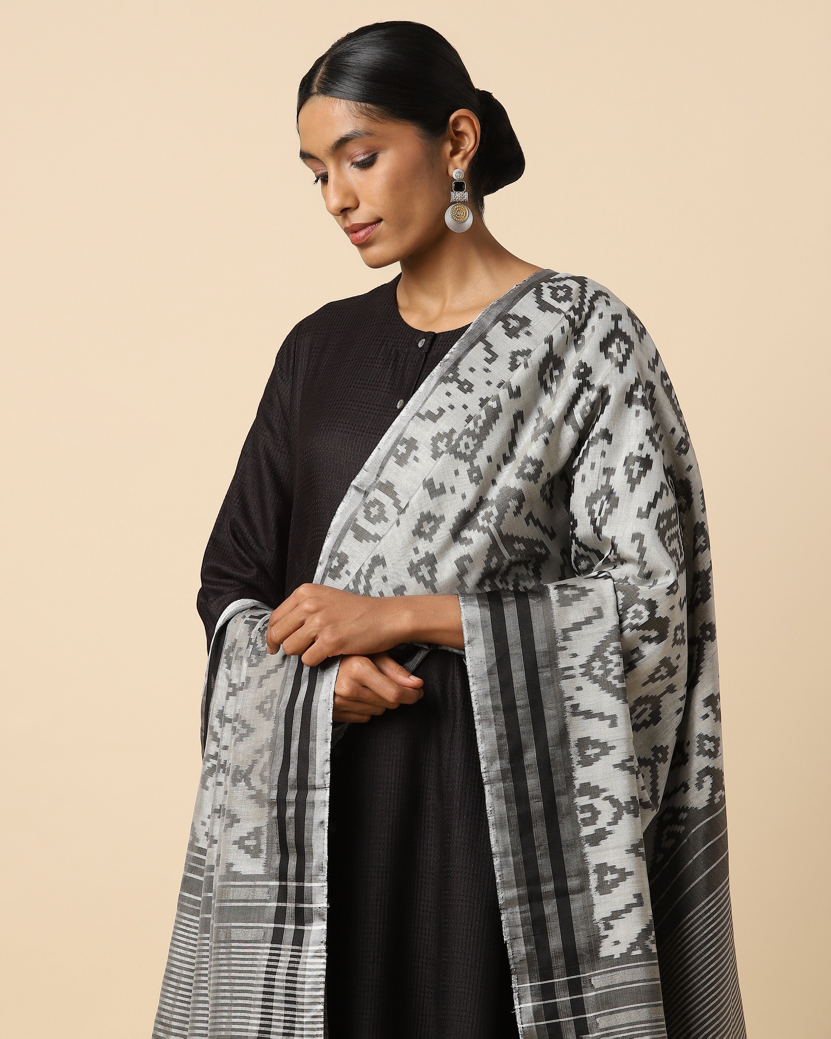 Nambia Pochampally Weft Ikat Silk Dupatta