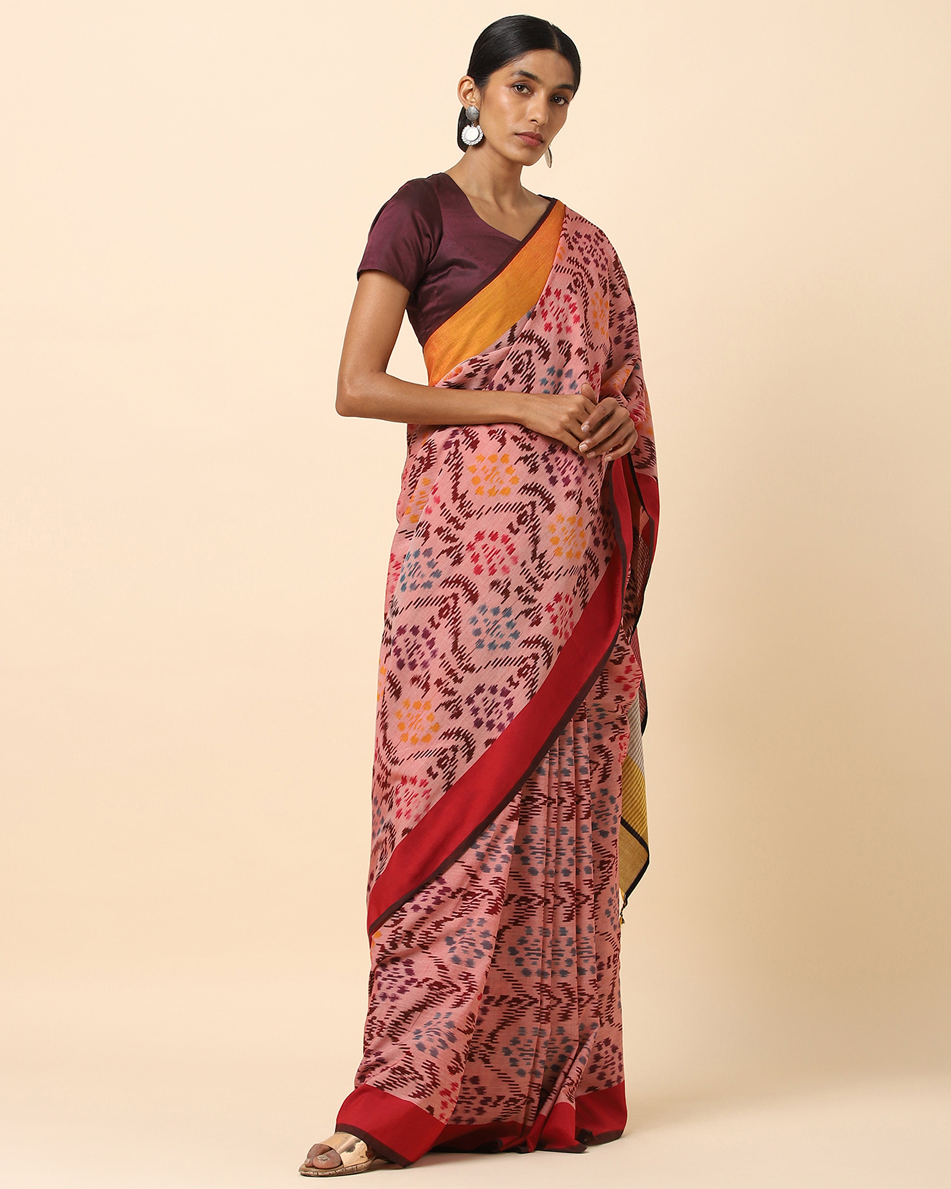 Aashi Pochampally Warp Ikat Cotton Saree