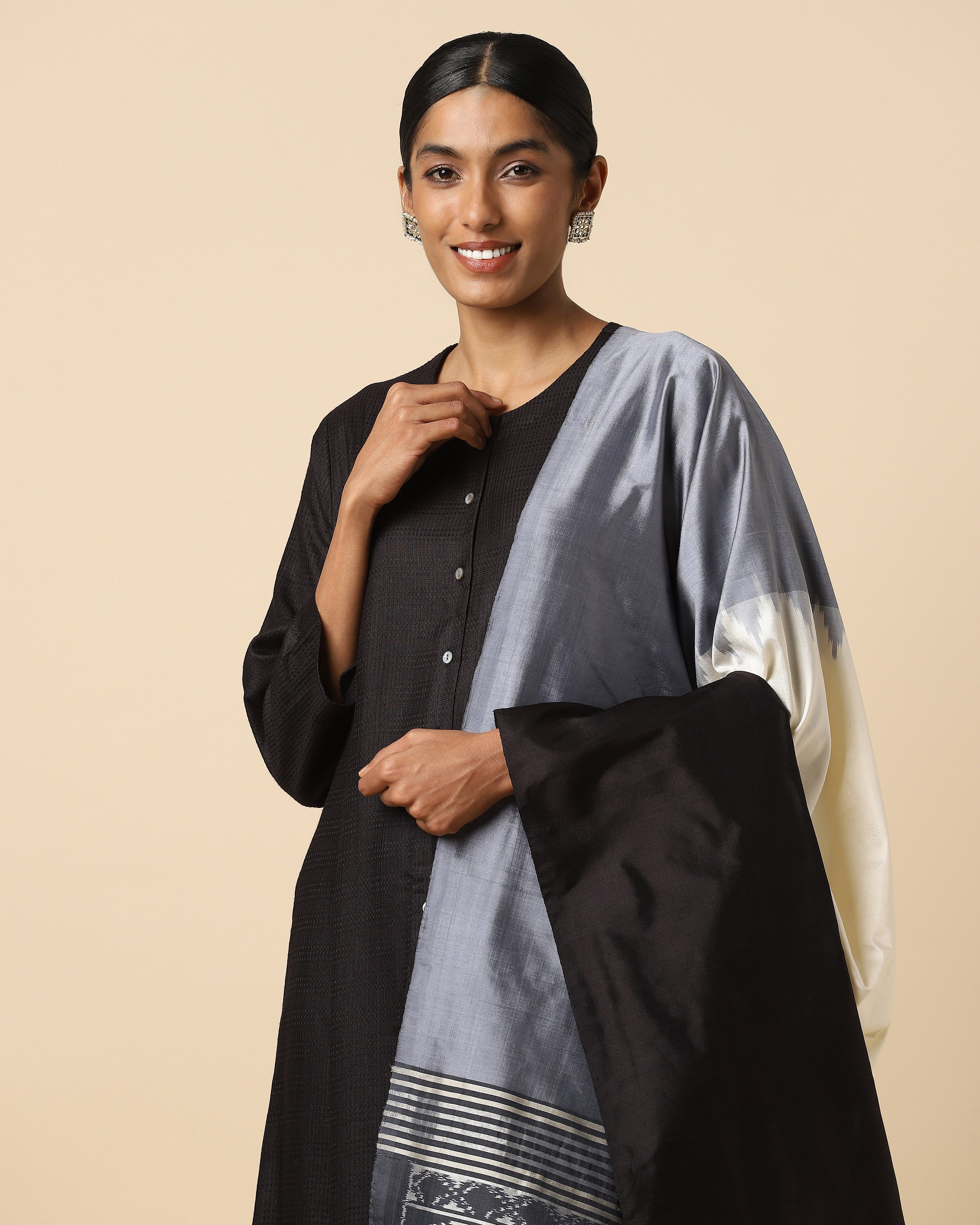 Tabai Pochampally Weft Ikat Silk Dupatta