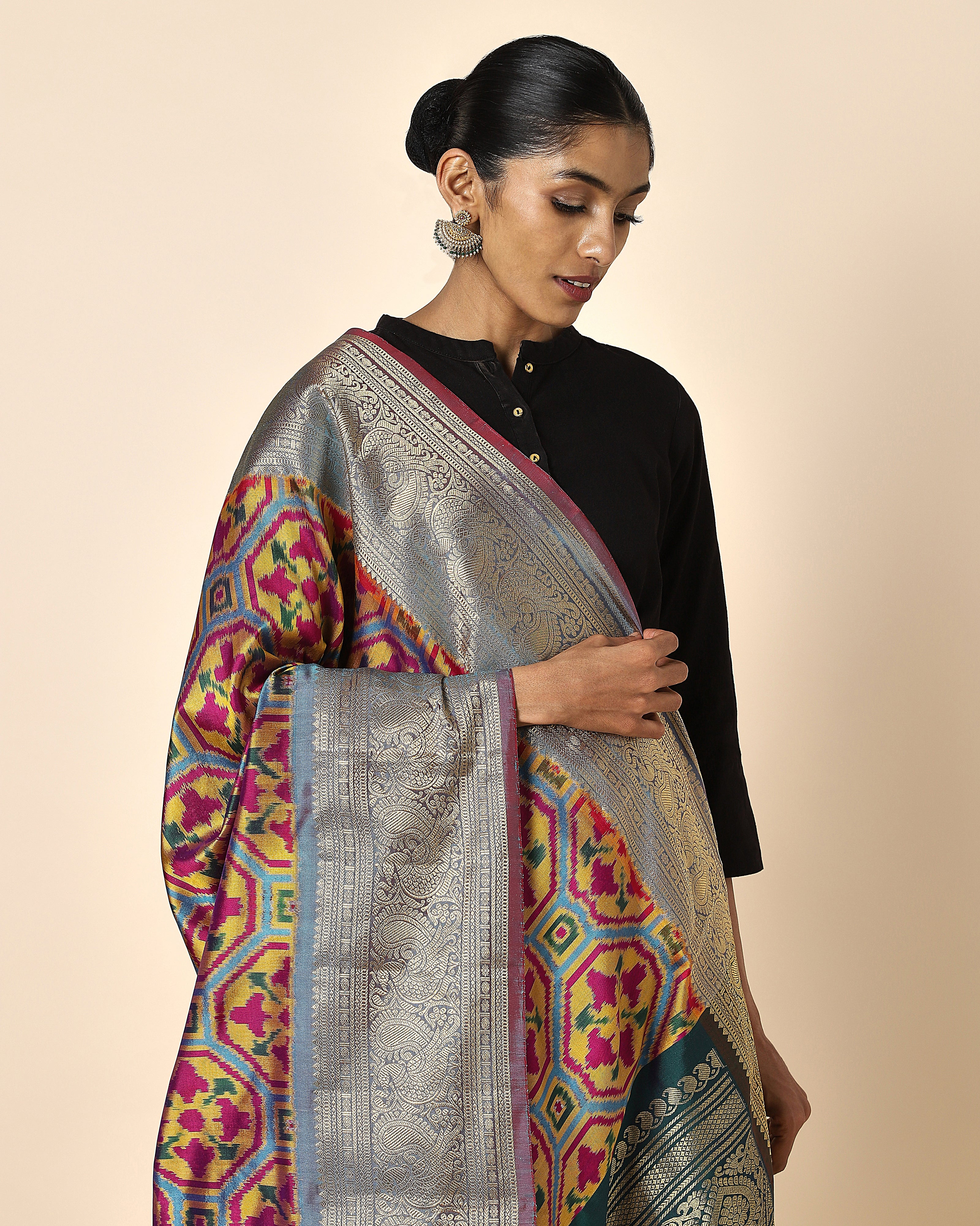 Aapti Pochampally Weft Ikat Silk Dupatta