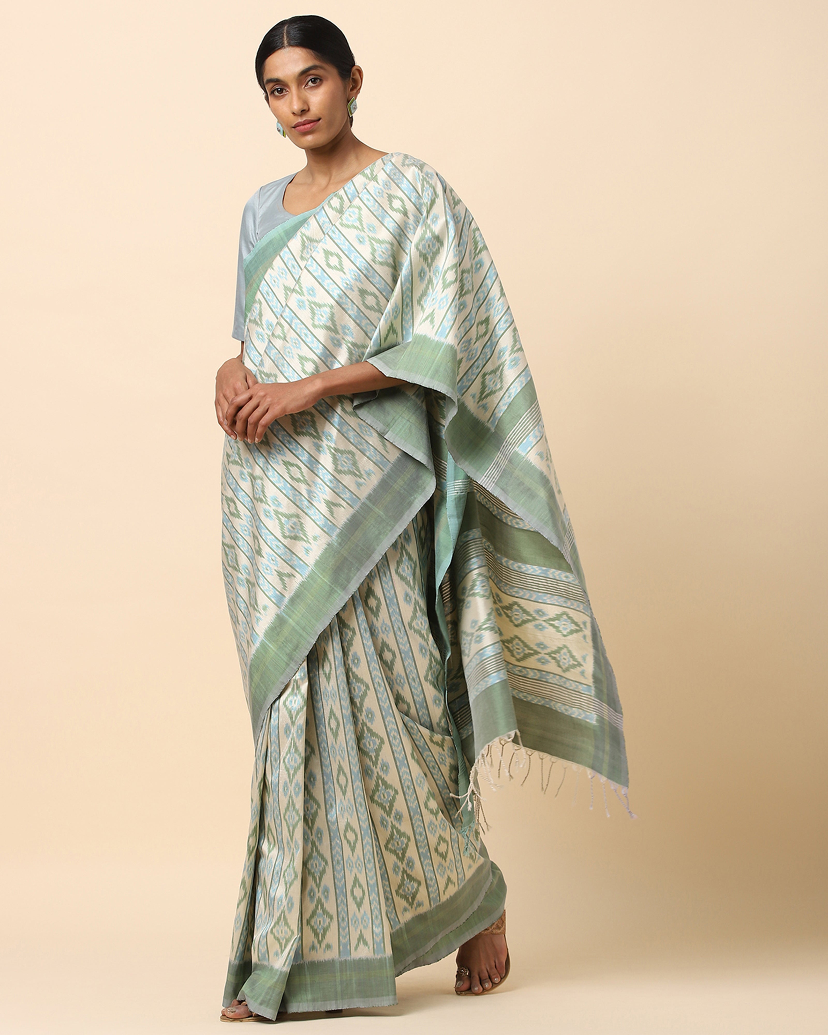Yaashee Pochampally Weft Ikat Cotton Silk Saree