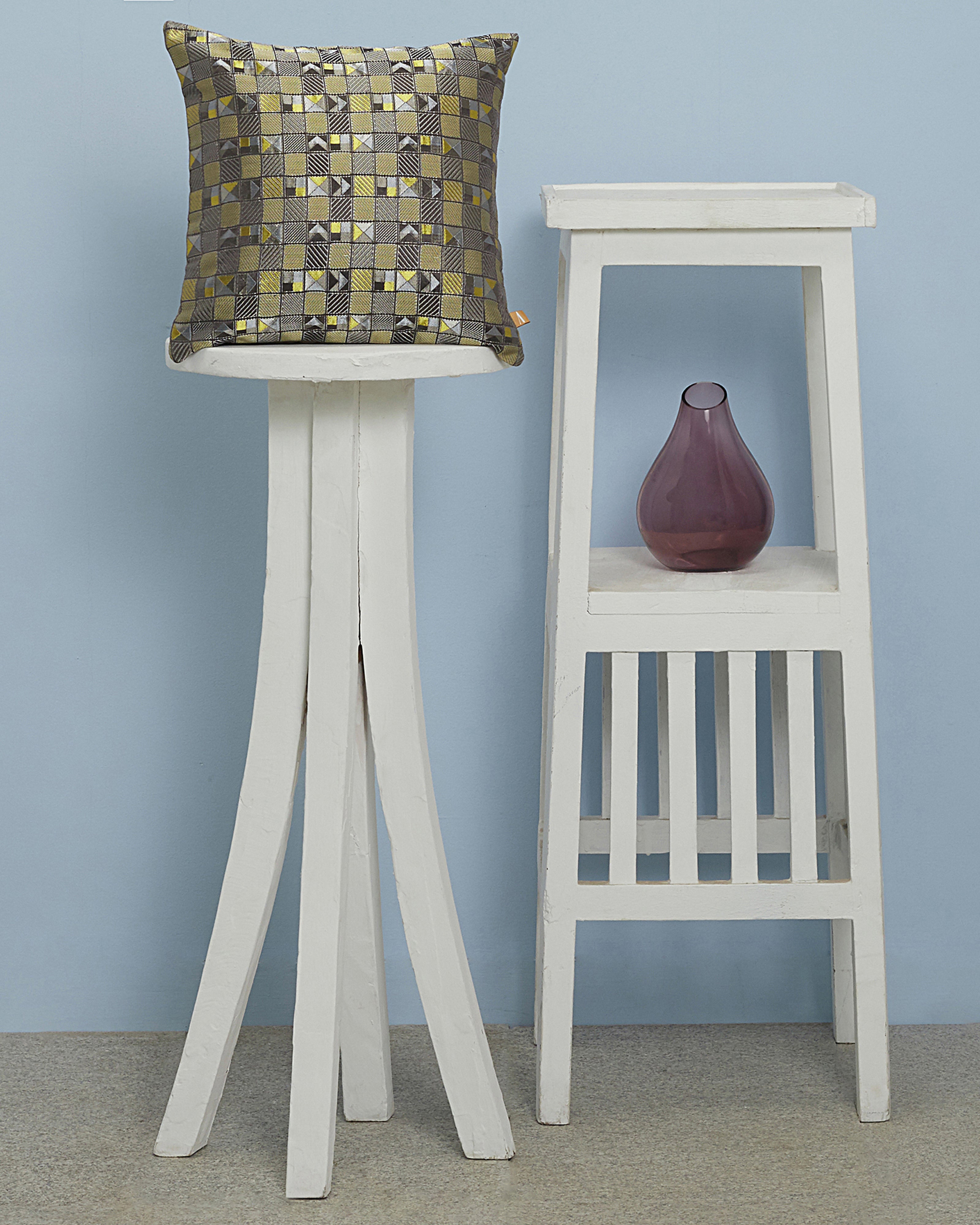 Tetris Banarasi Gyasar Silk Cotton Cushion Cover