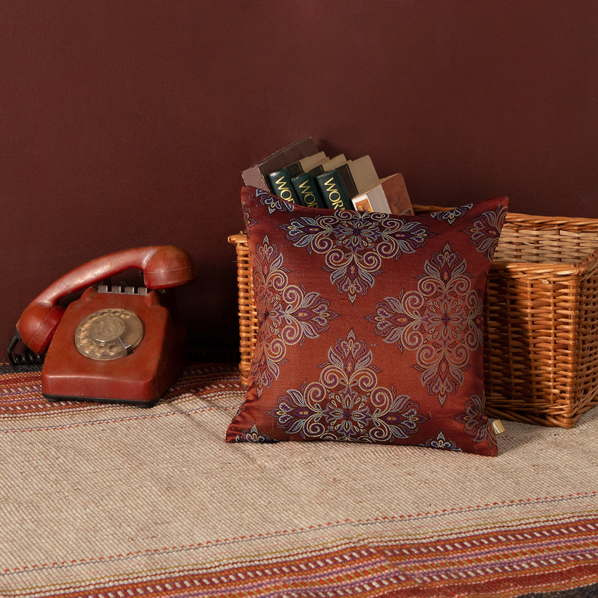 Kaemon Banarasi Tanchoi Silk Cushion Cover