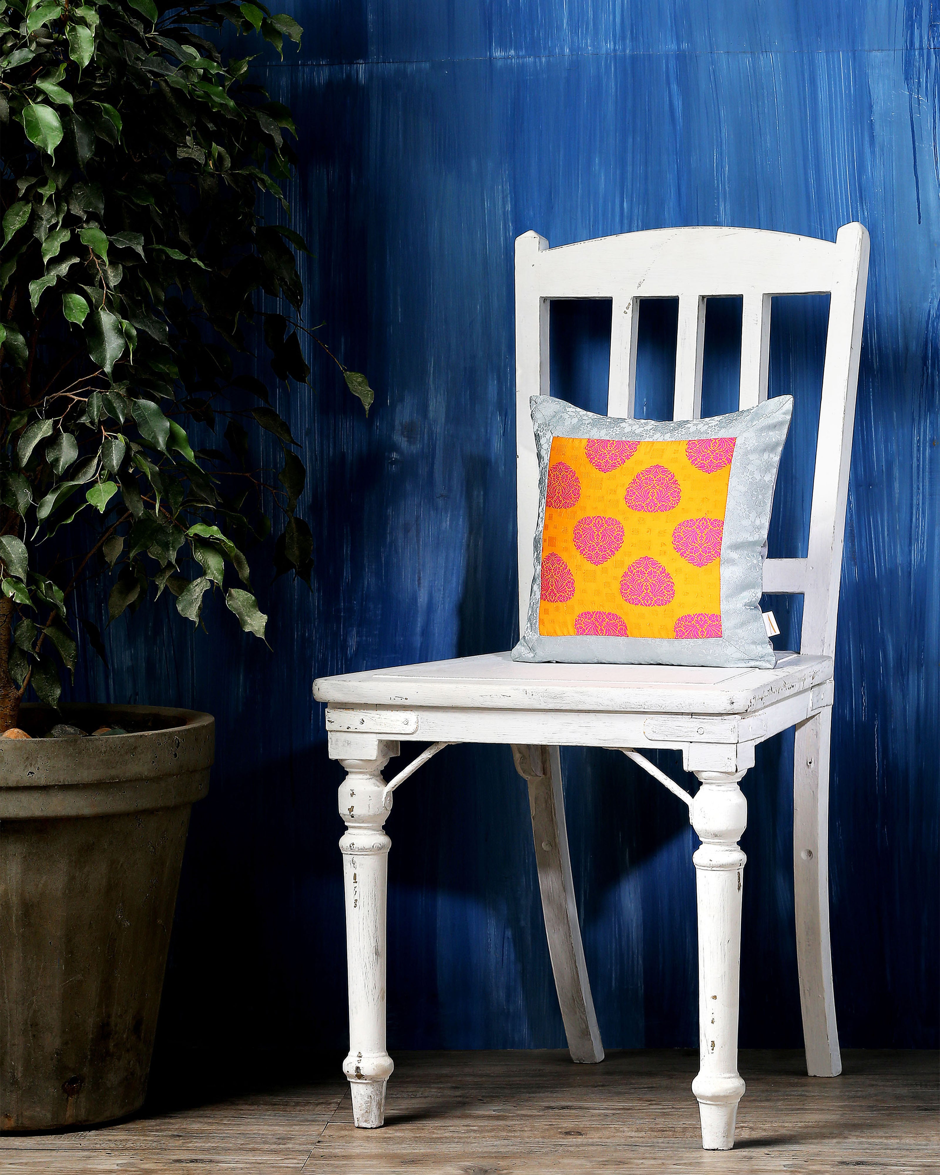 Gulaal Banarasi Satin Brocade Silk Cushion Cover