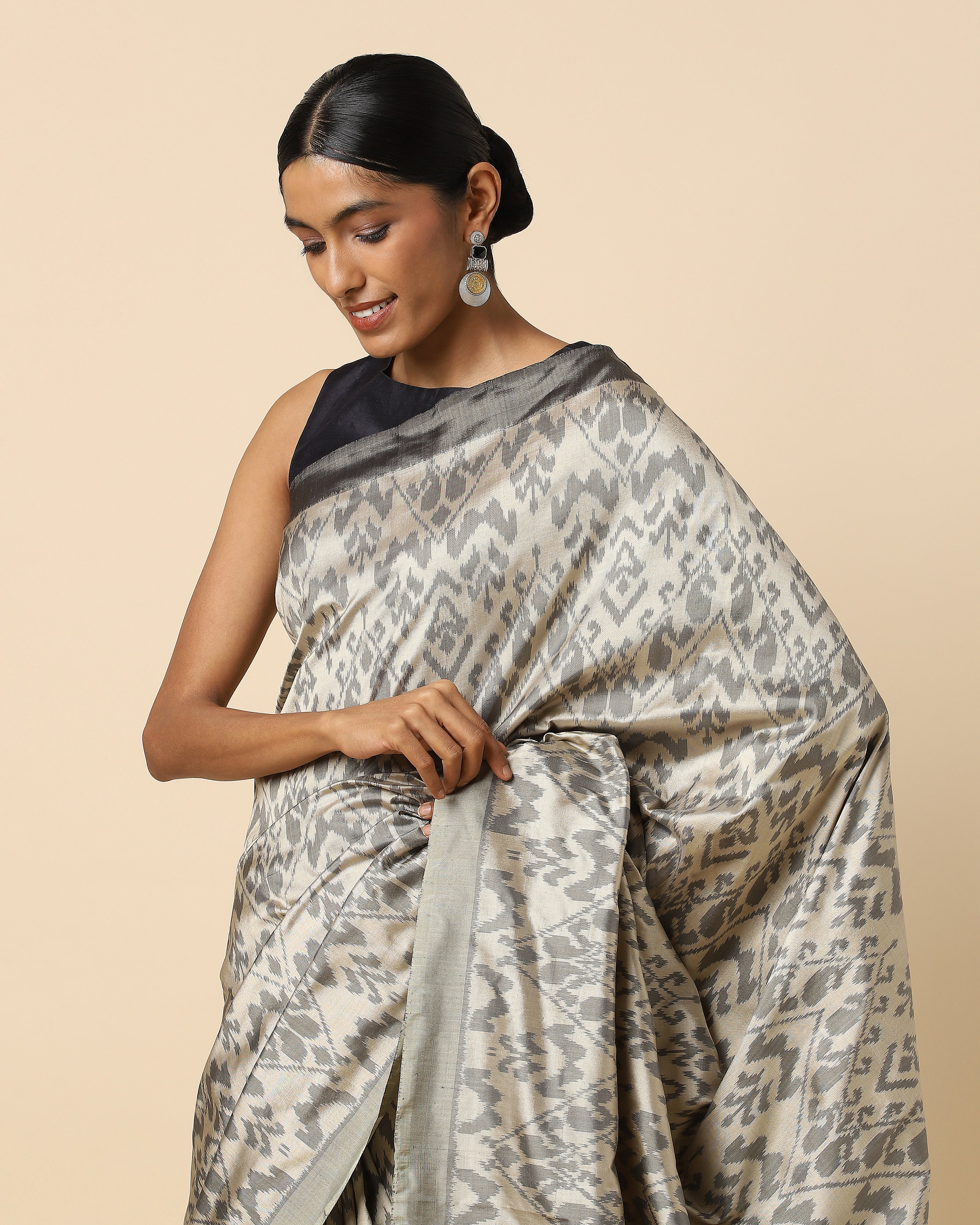 Ragini Pochampally Weft Ikat Silk Saree