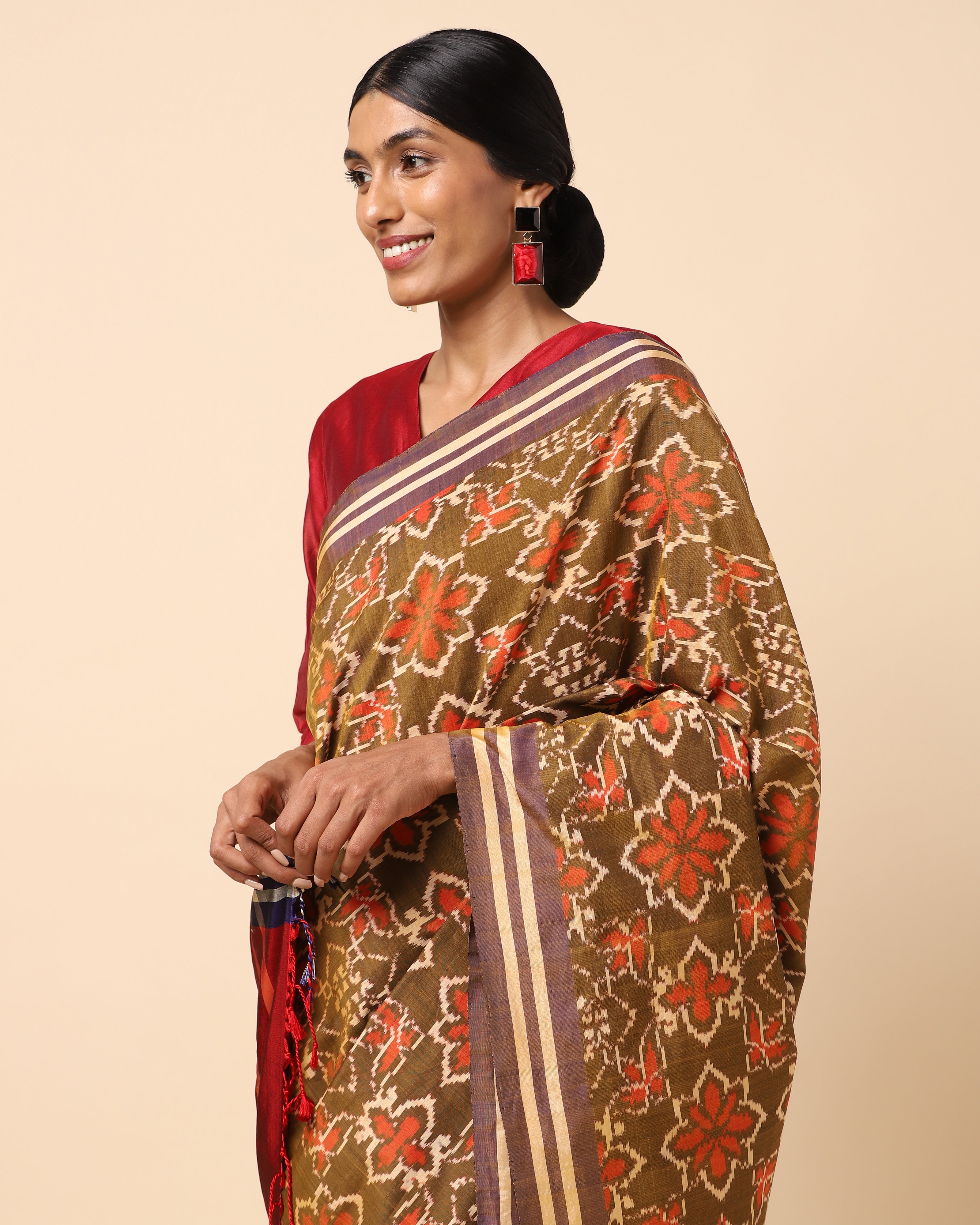 Amara Pochampally Warp Ikat Silk Saree