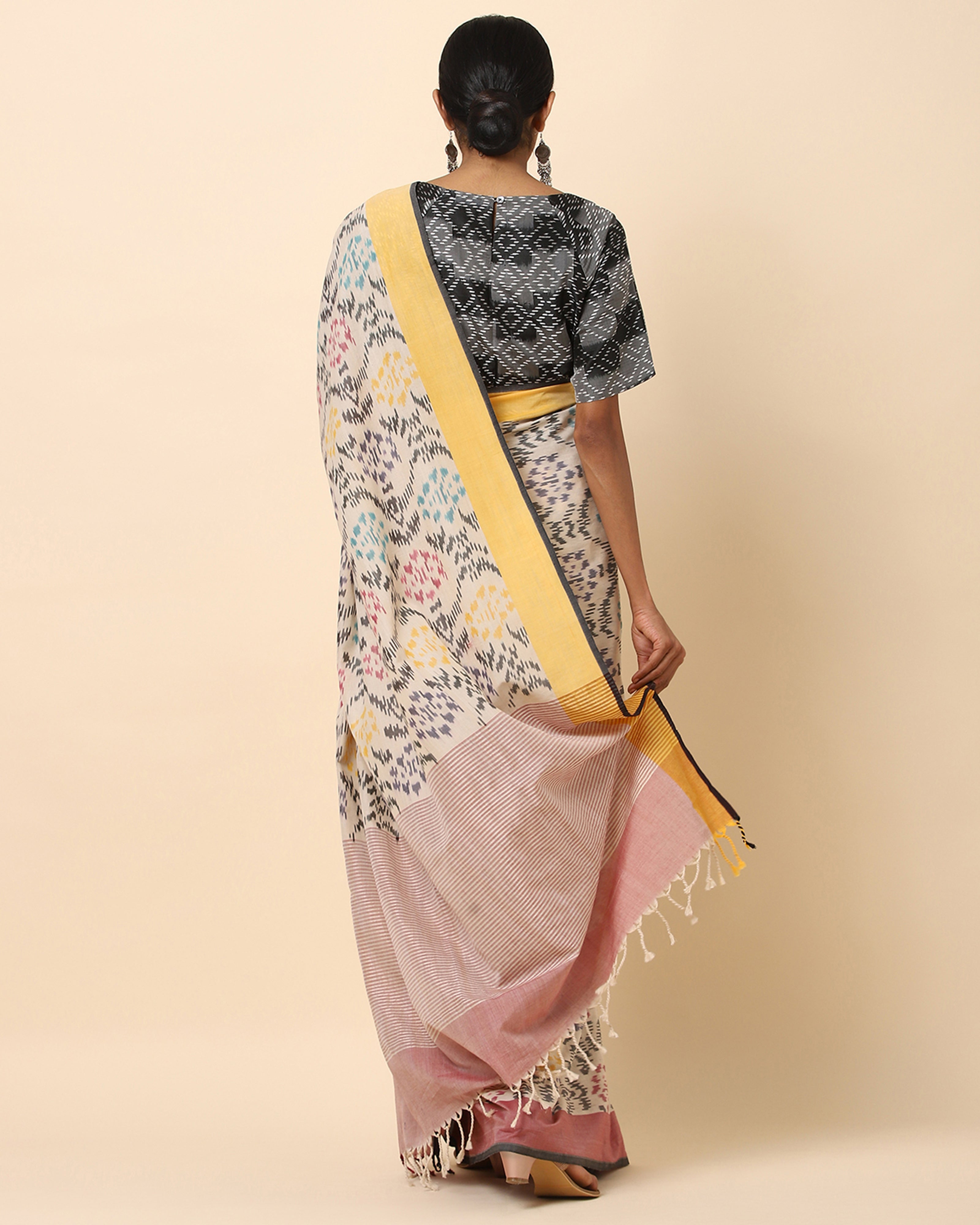 Aashi Pochampally Warp Ikat Cotton Saree