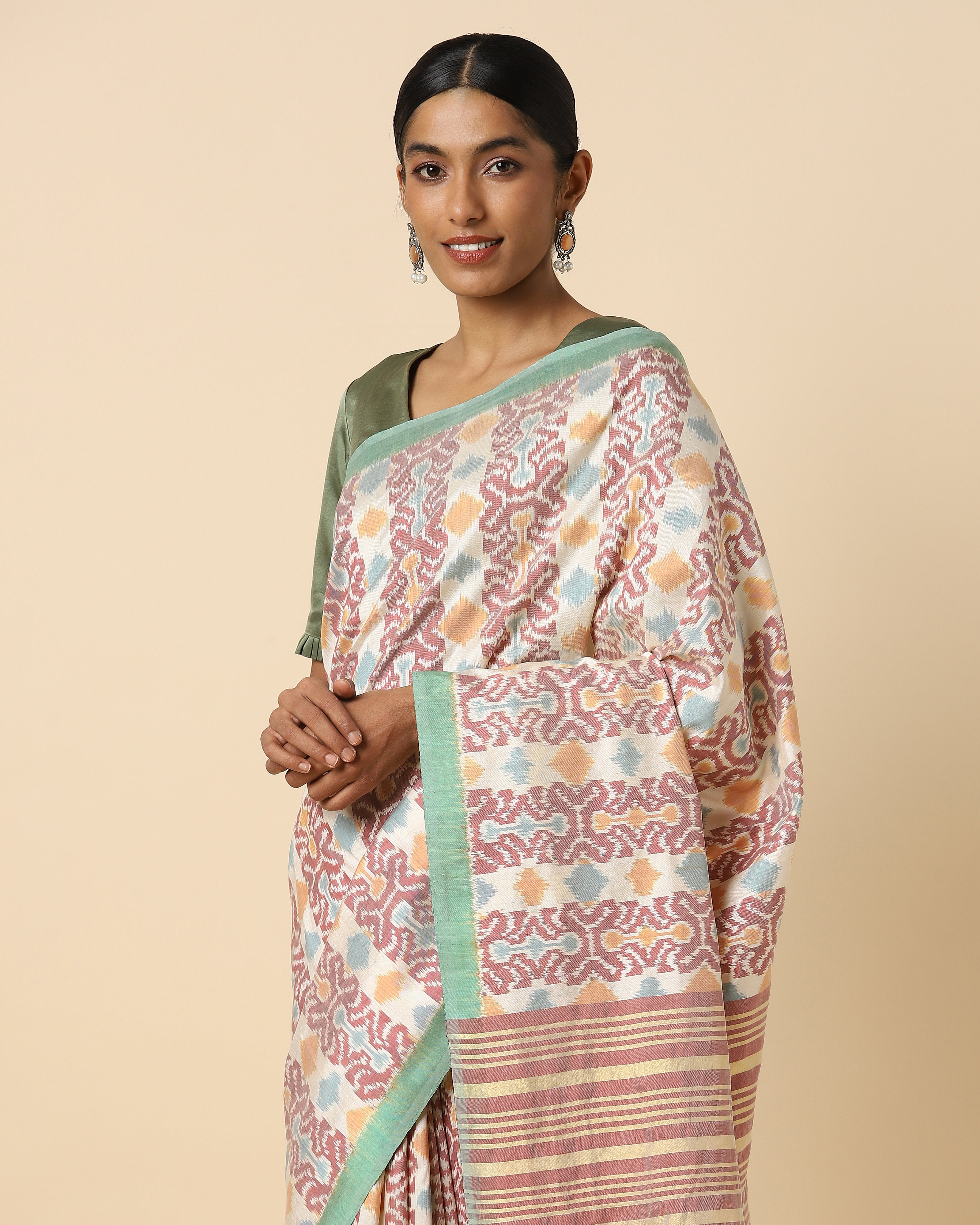 Kajri Pochampally Weft Ikat Silk Cotton Saree