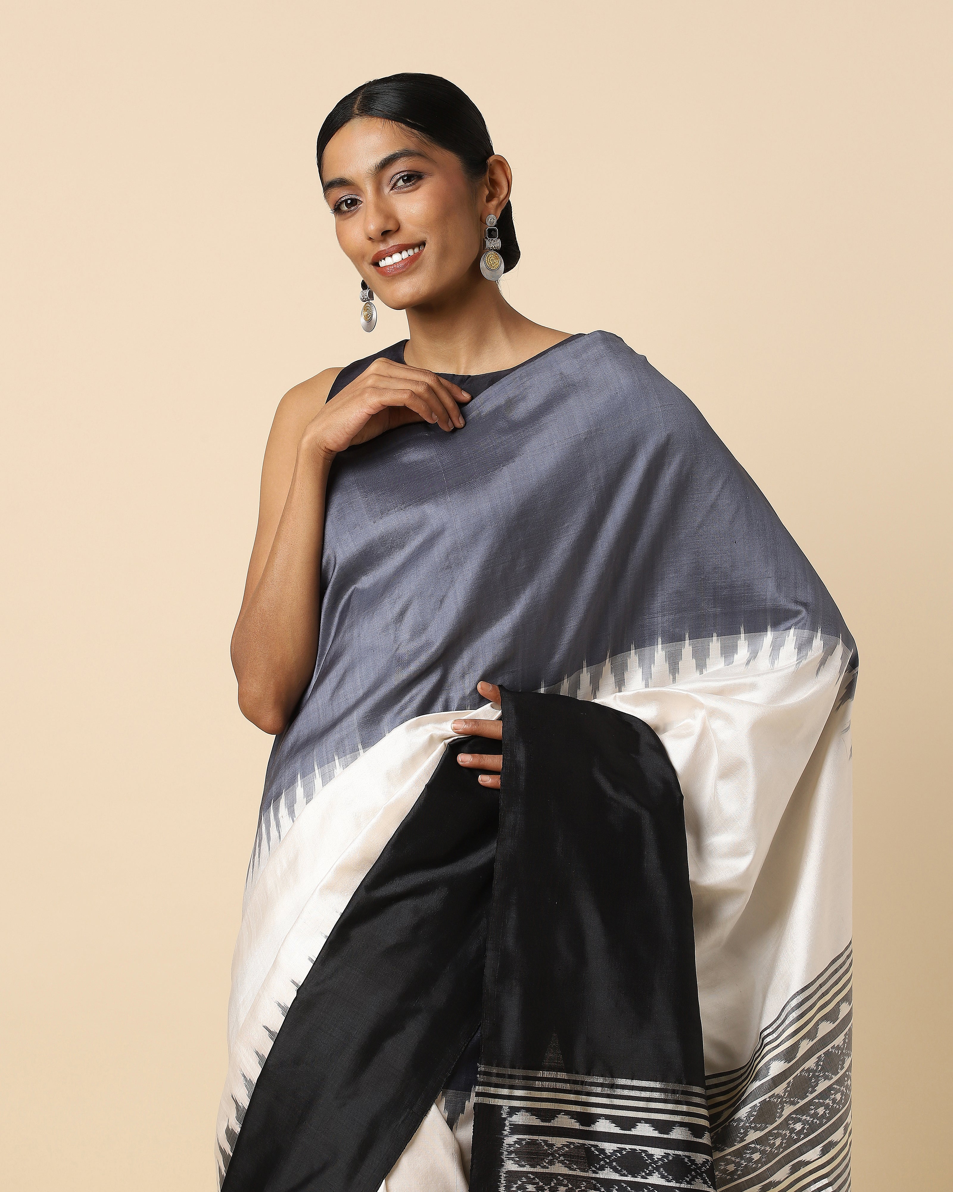 Tabai Pochampally Weft Ikat Silk Saree