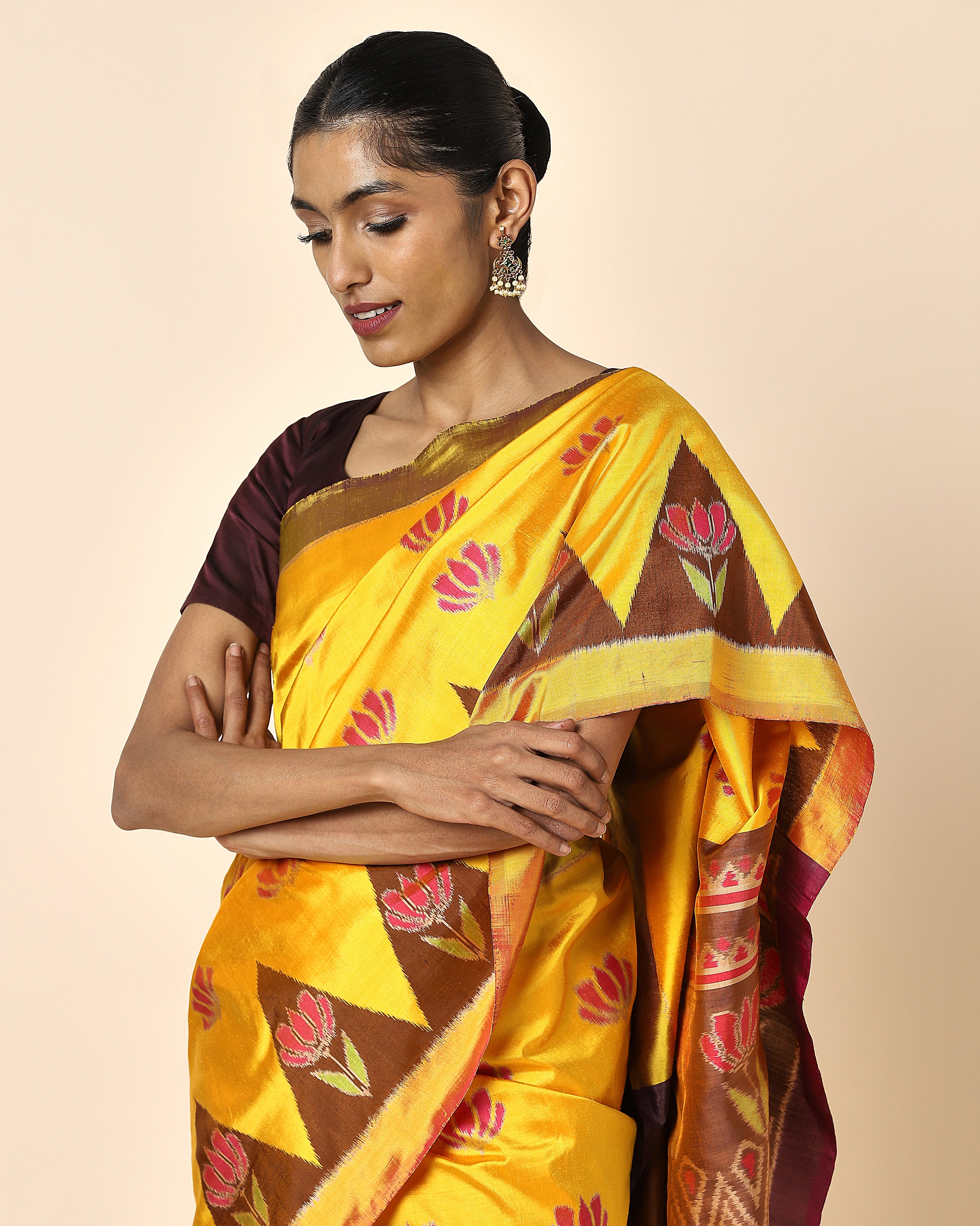 Neeksha Pochampally Weft Ikat Silk Saree