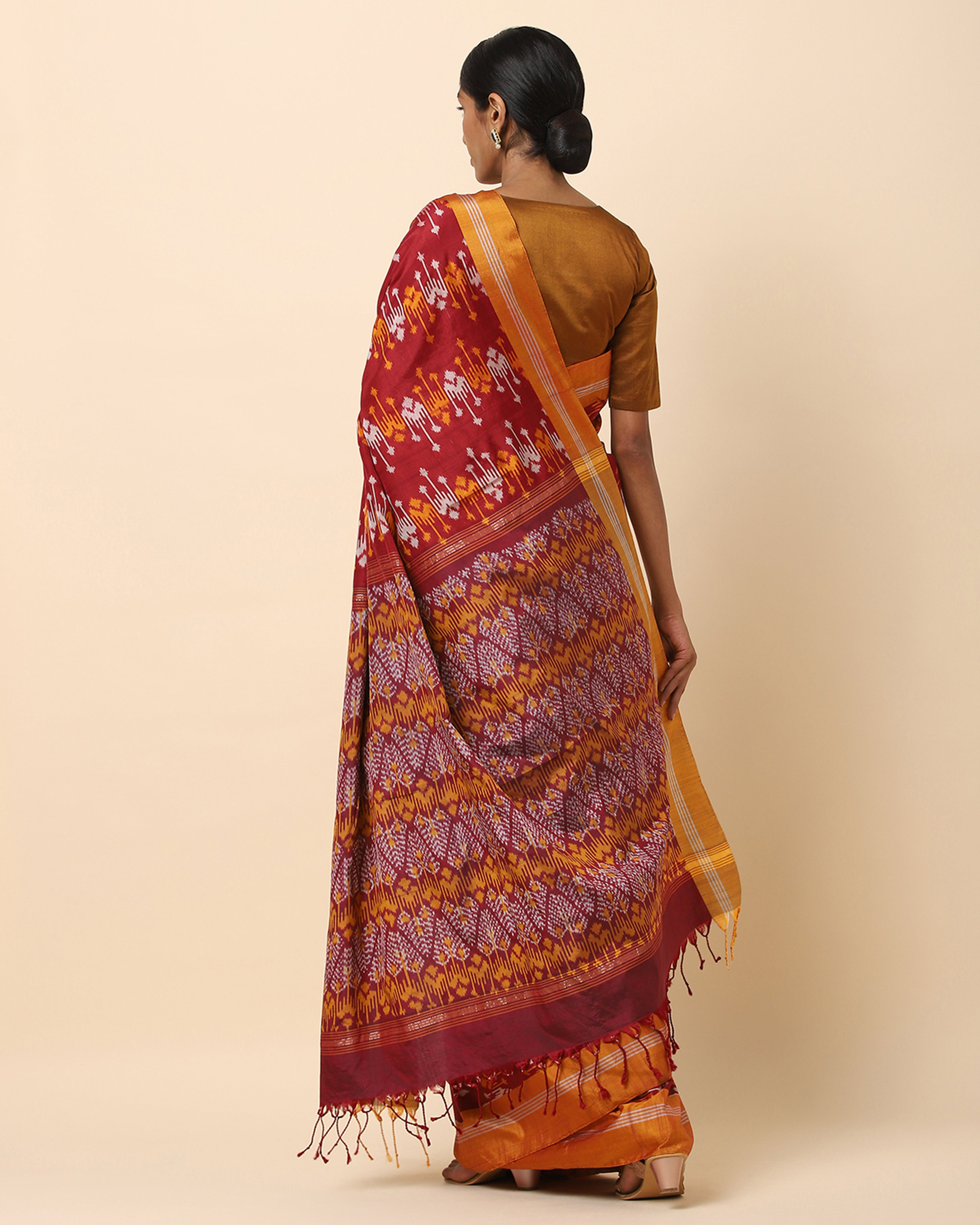 Naisha Pochampally Warp Ikat Silk Cotton Saree