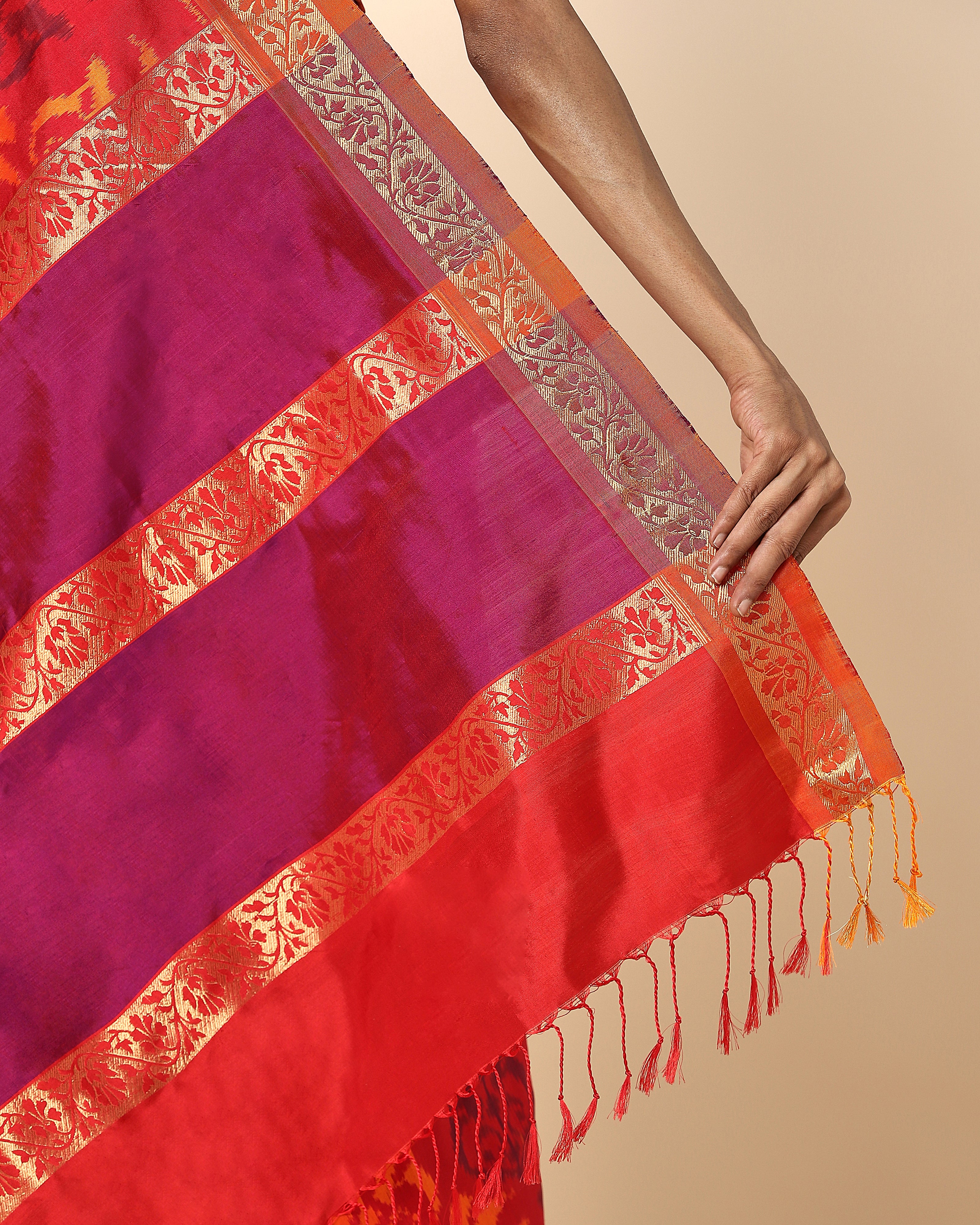 Bhagya Pochampally Weft Ikat Silk Saree