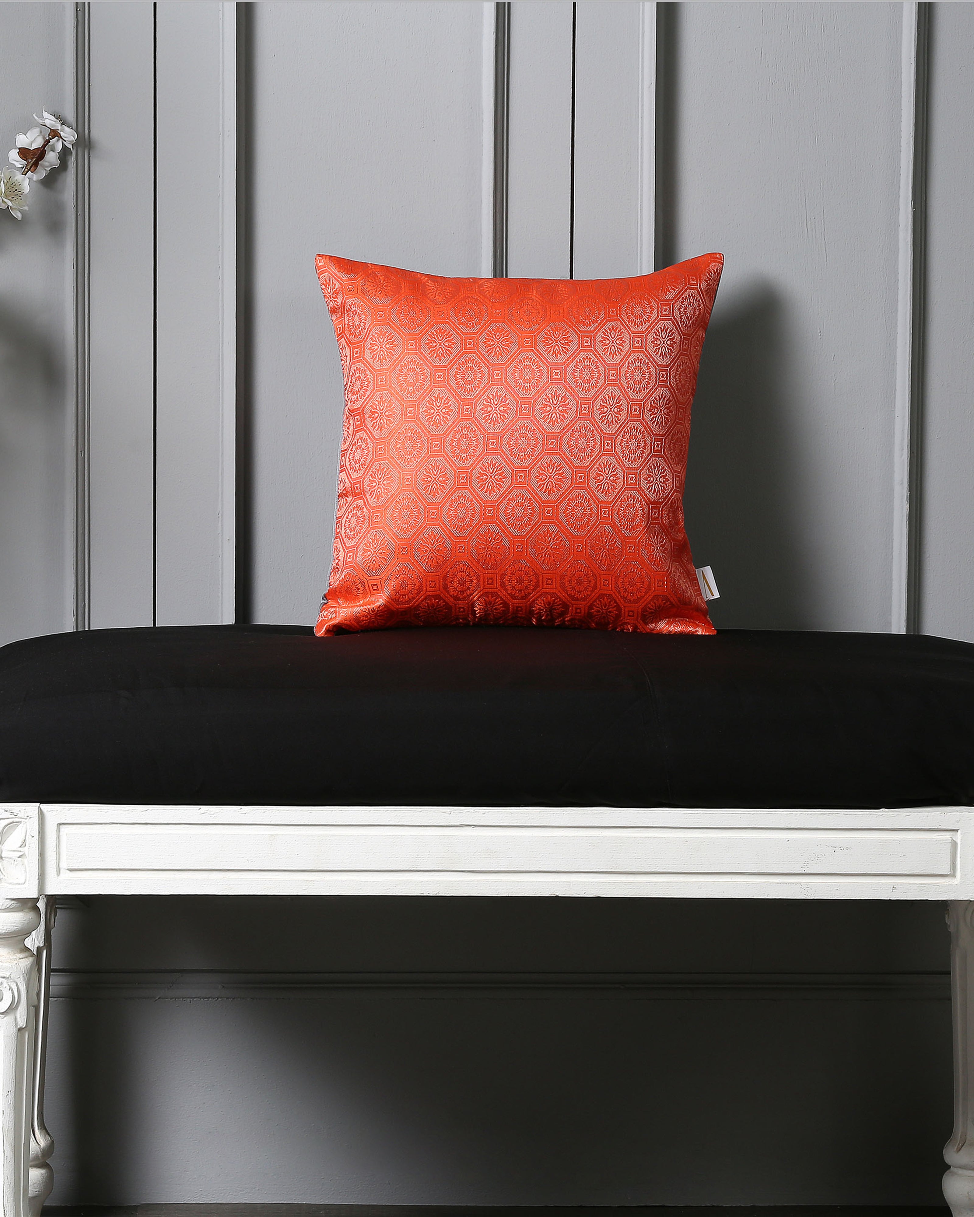 Seal Banarasi Satin Brocade Silk Cushion Cover