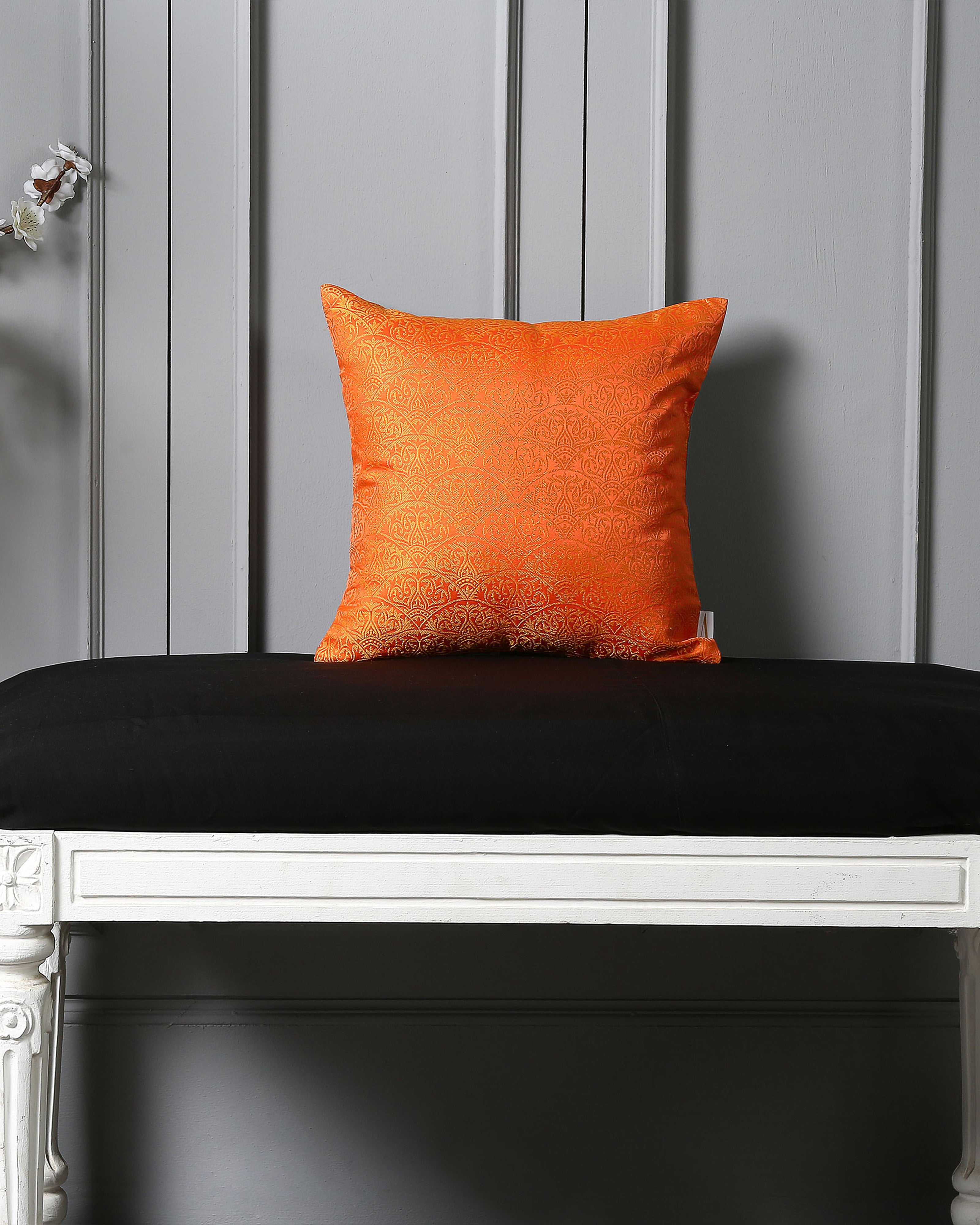 Bageecha Banarasi Satin Brocade Silk Cushion Cover