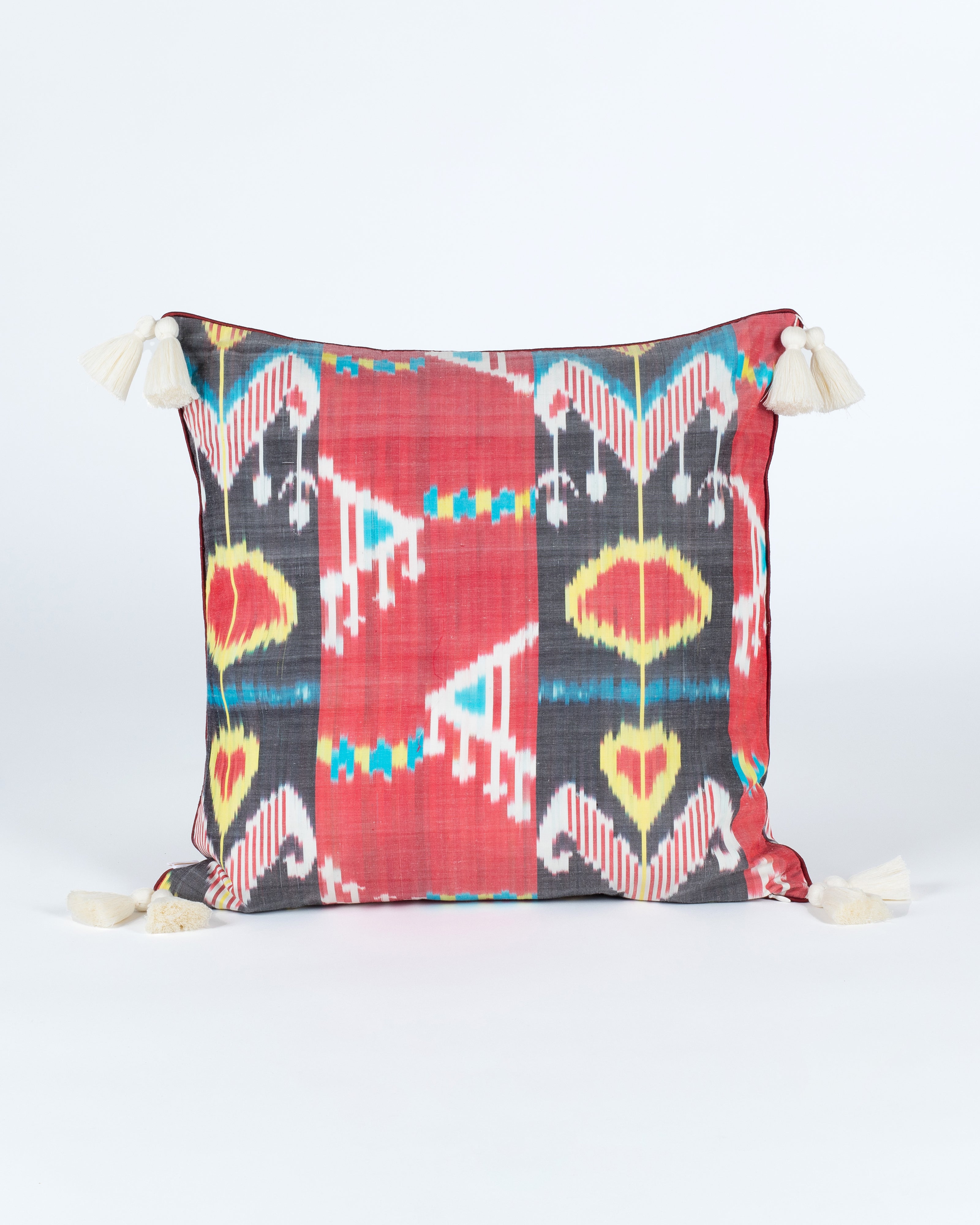 Uzbec Floral Pochampally Warp Ikat Silk Cushion Cover