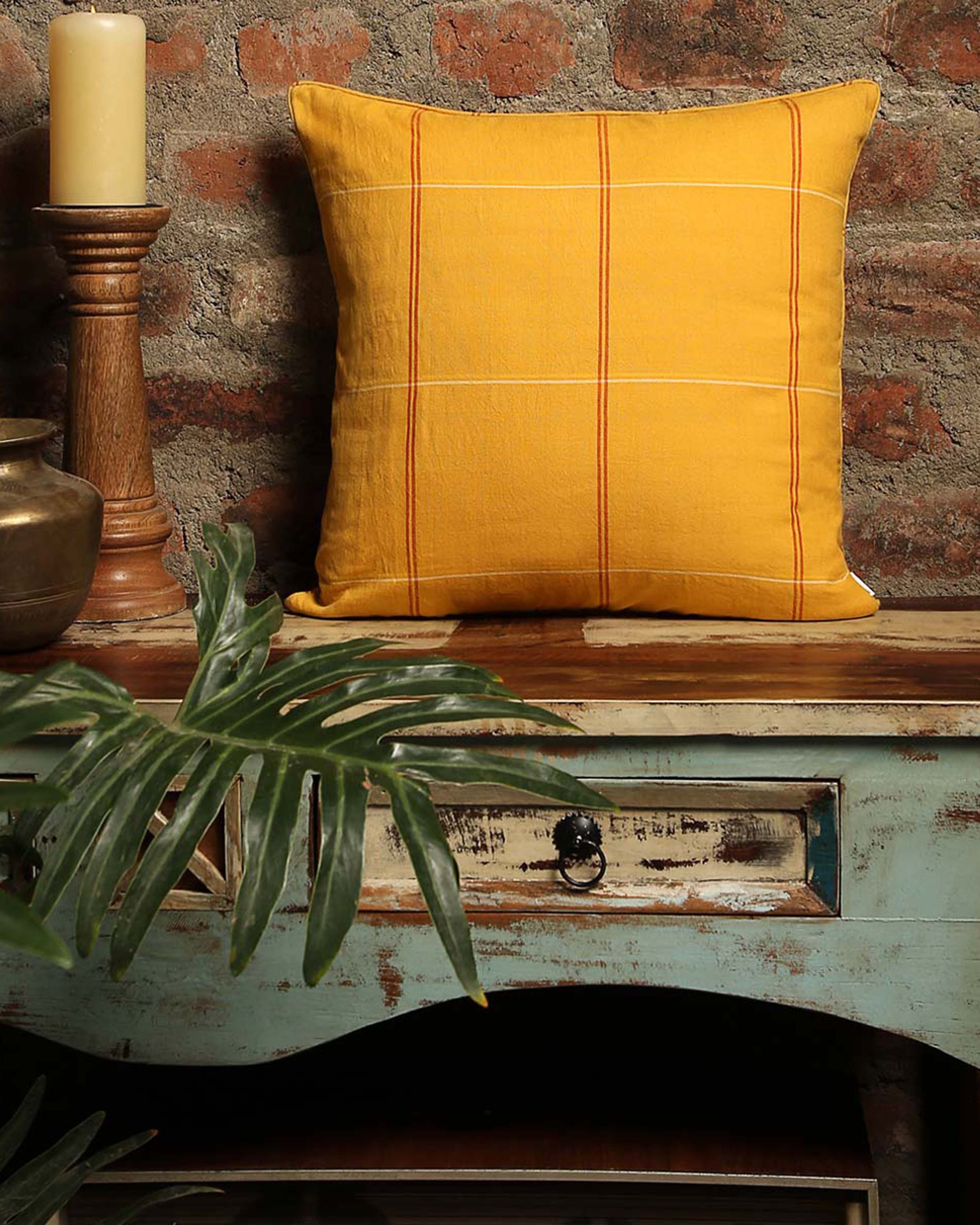 Grid Checks Plain Weave Cotton Cushion Cover