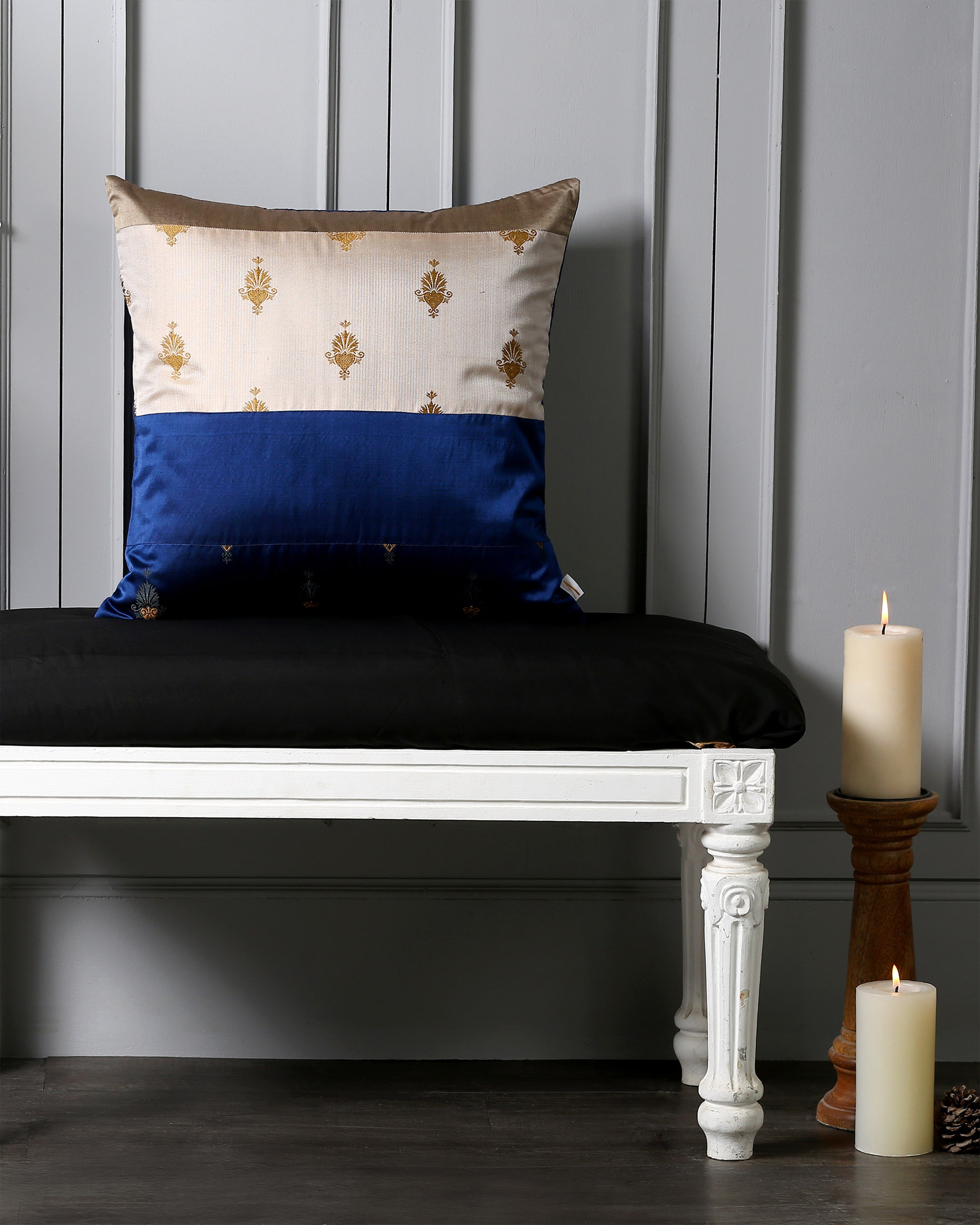 Ananya Banarasi Satin Brocade Silk Cushion Cover