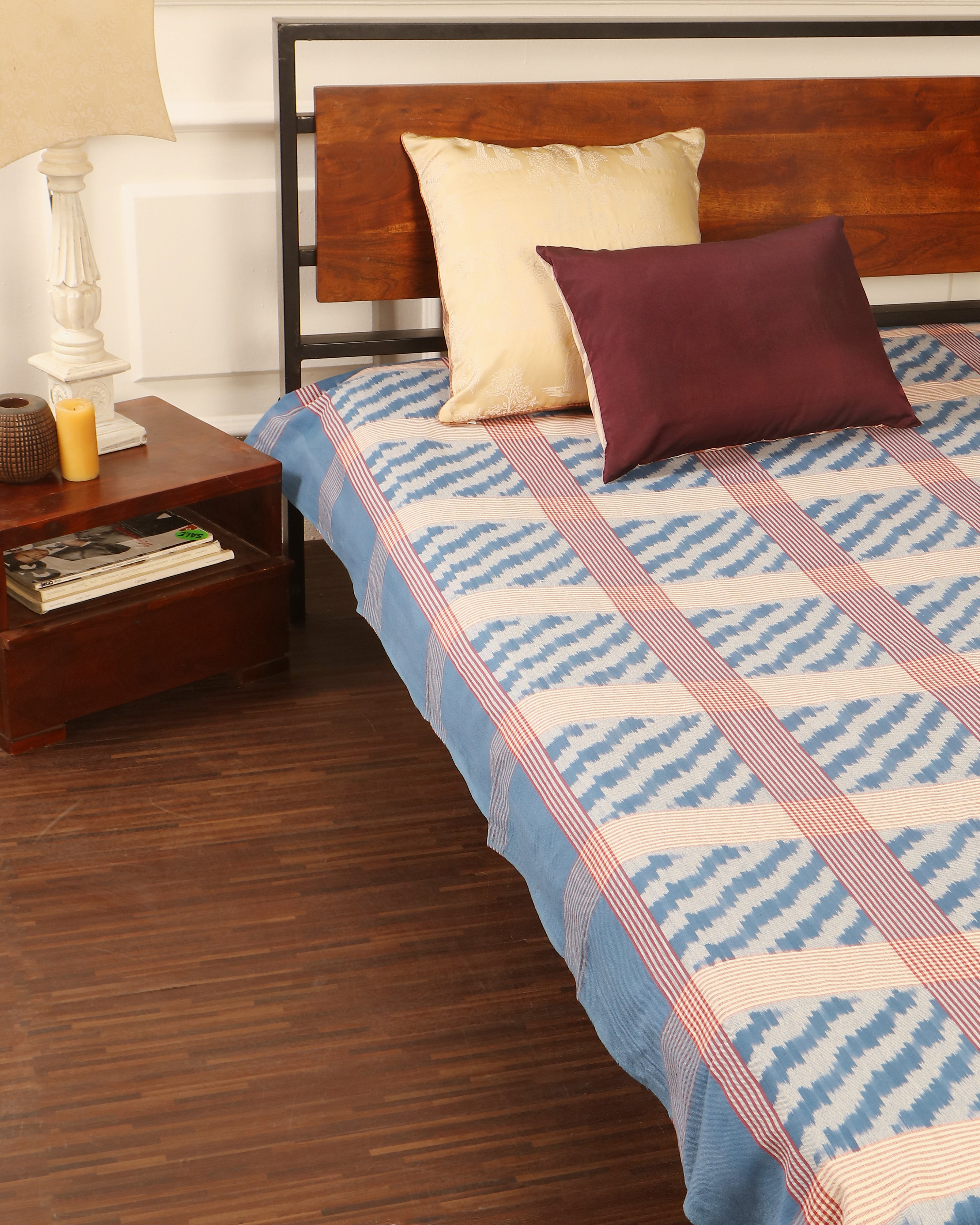 Louise Pochampally Warp Ikat Cotton Single Bed Cover