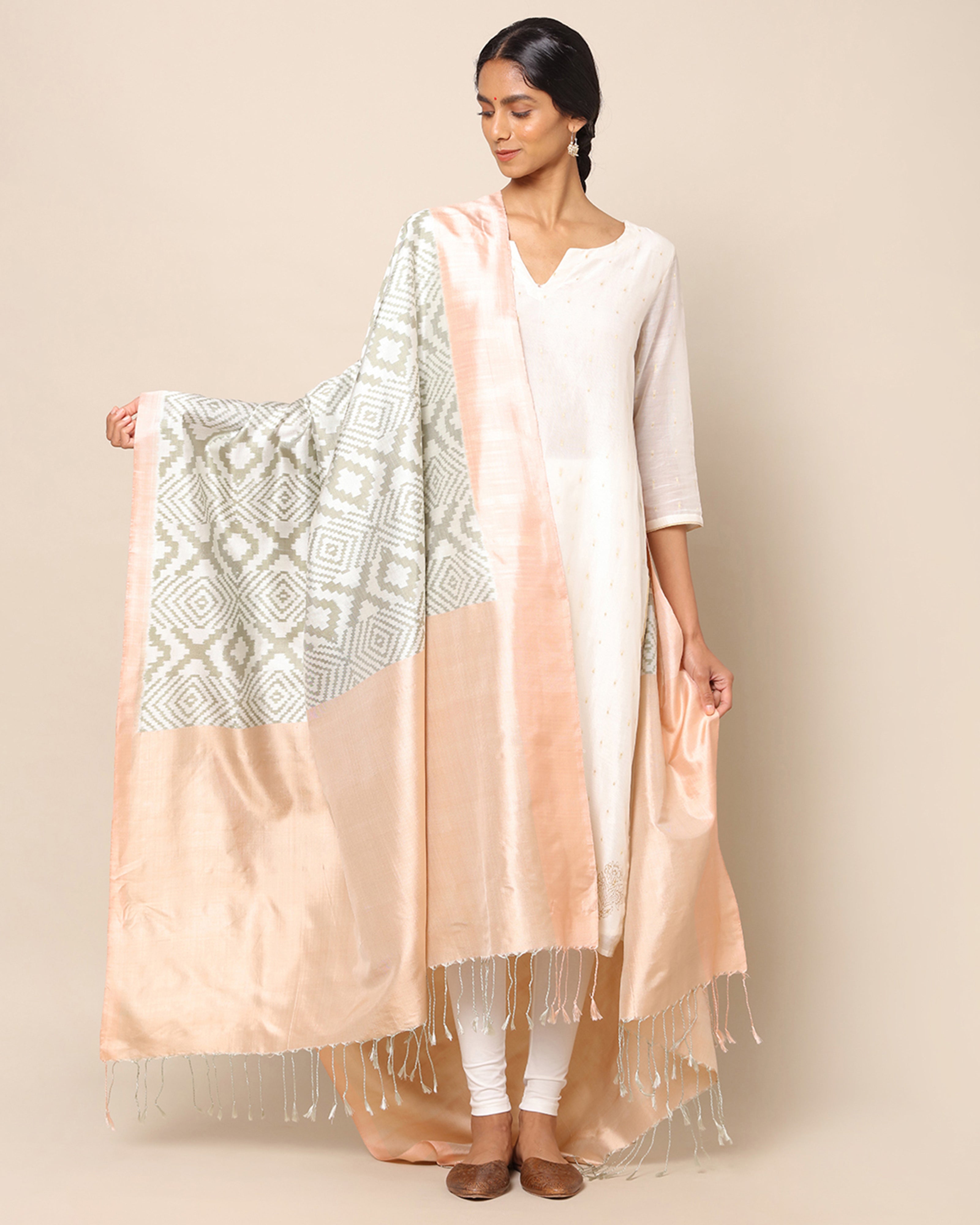 String Pochampally Weft Ikat Silk Dupatta