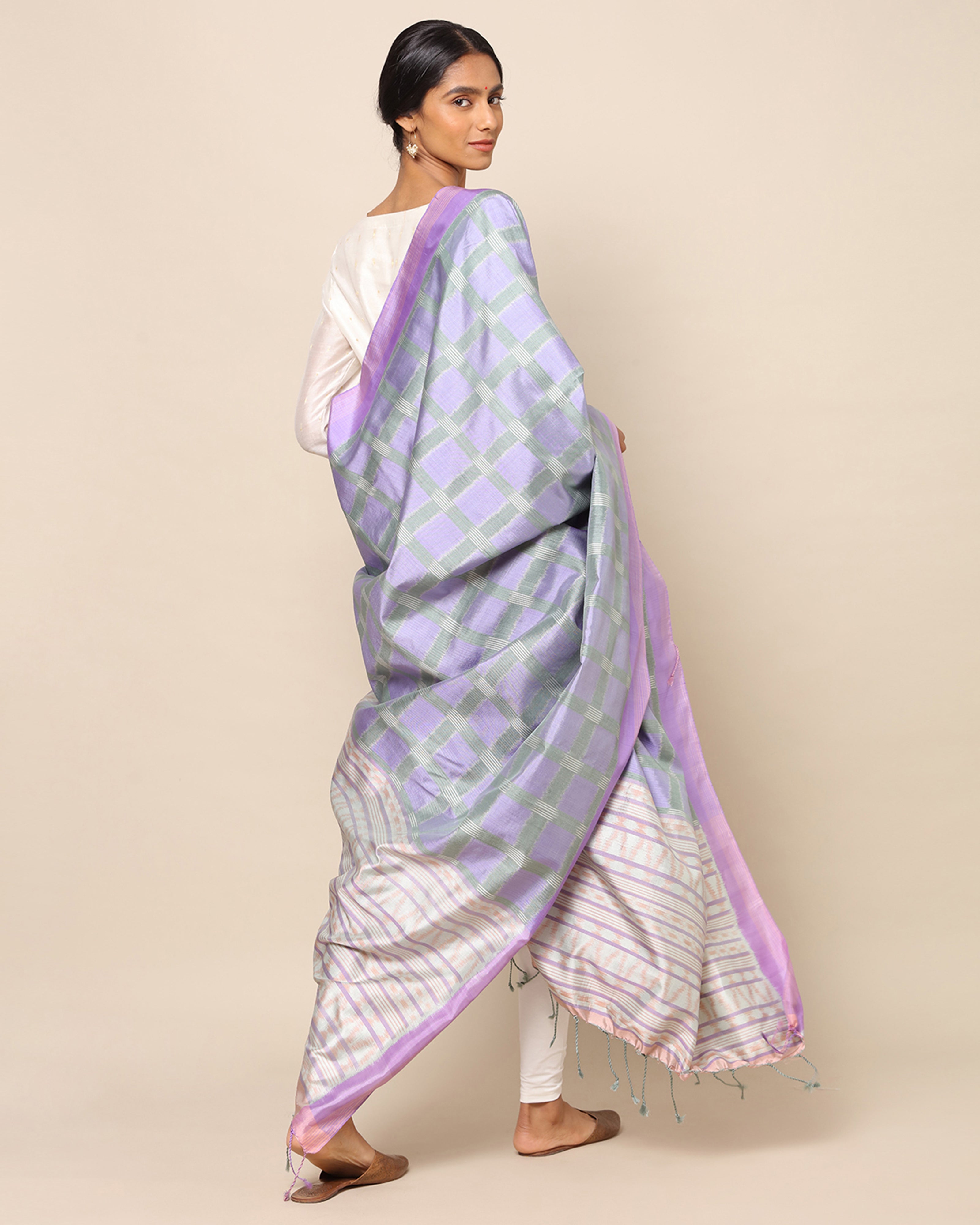 Tilla Pochampally Weft Ikat Silk Dupatta