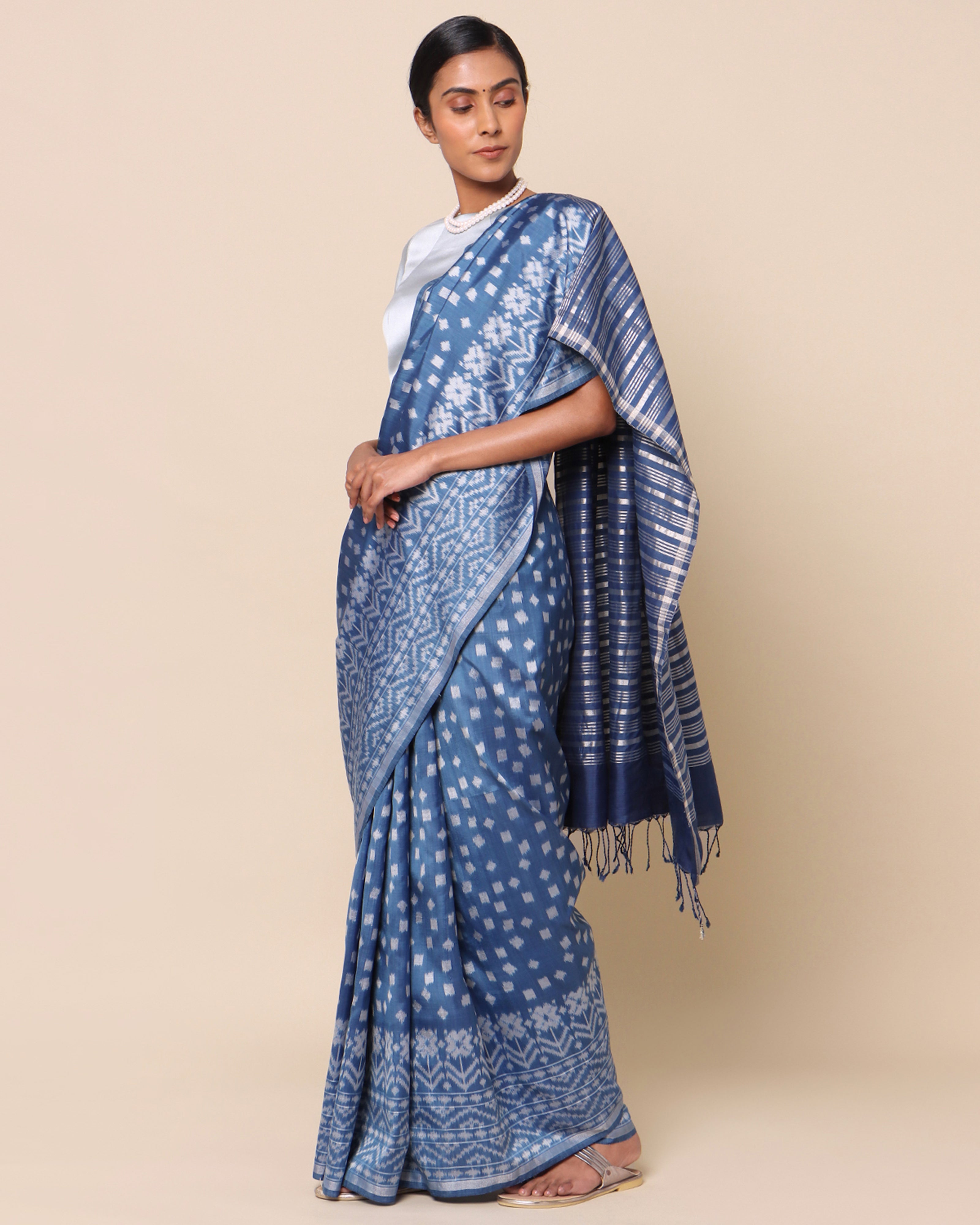Rani Pochampally Weft Ikat Silk Saree