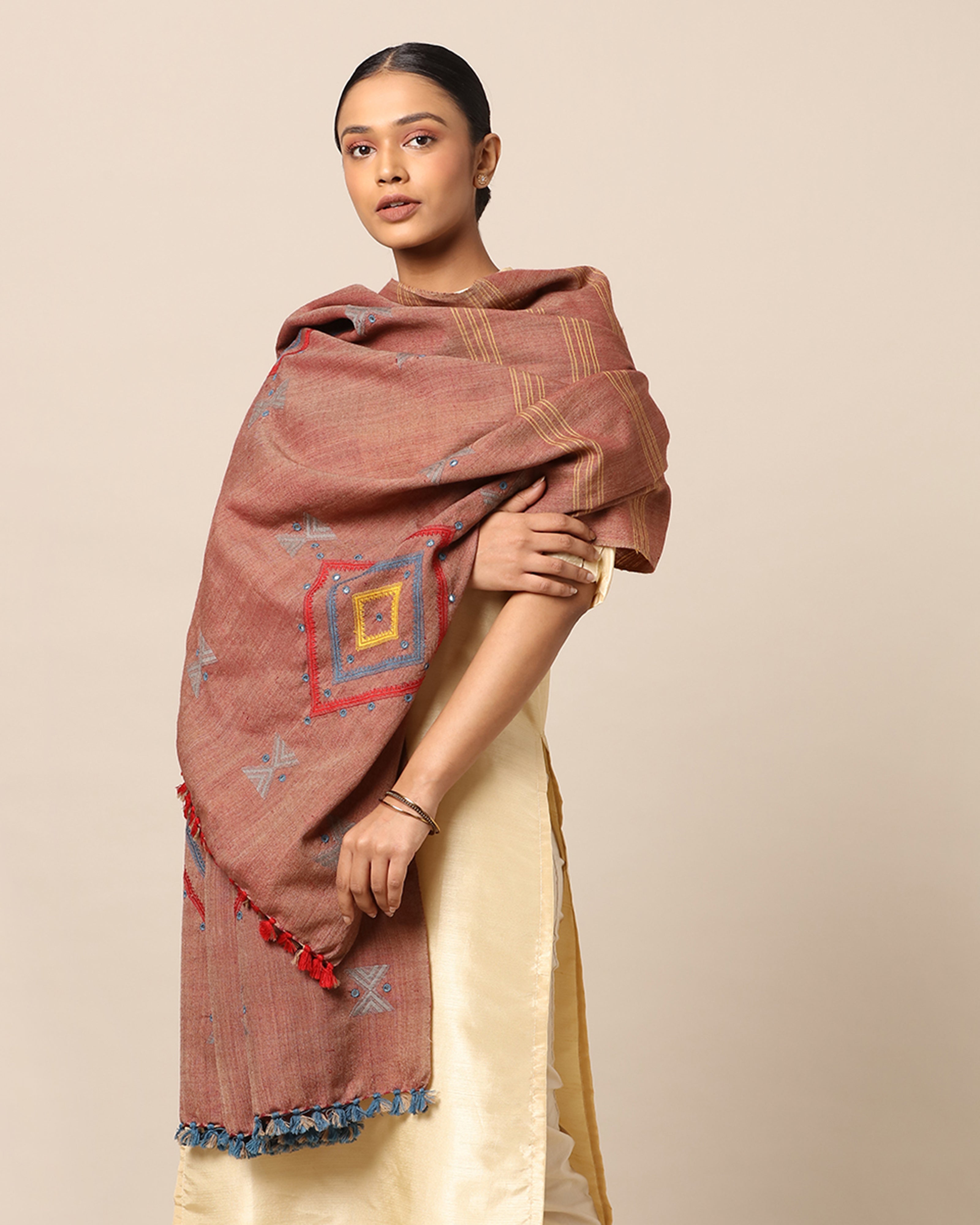 Ketaki Bhujodi Extra Weft Wool Silk Shawl