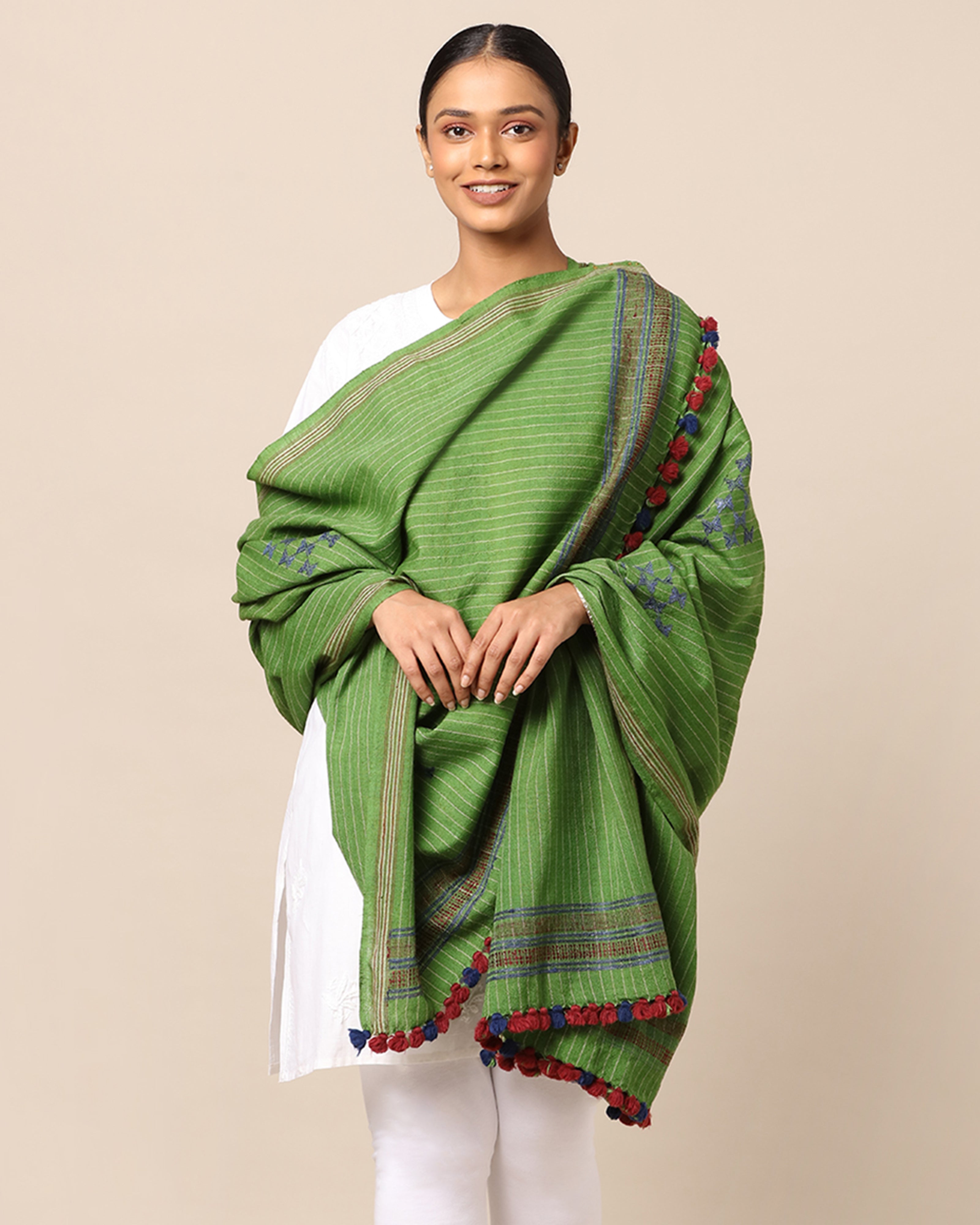 Sriha Bhujodi Extra Weft Wool Silk Shawl