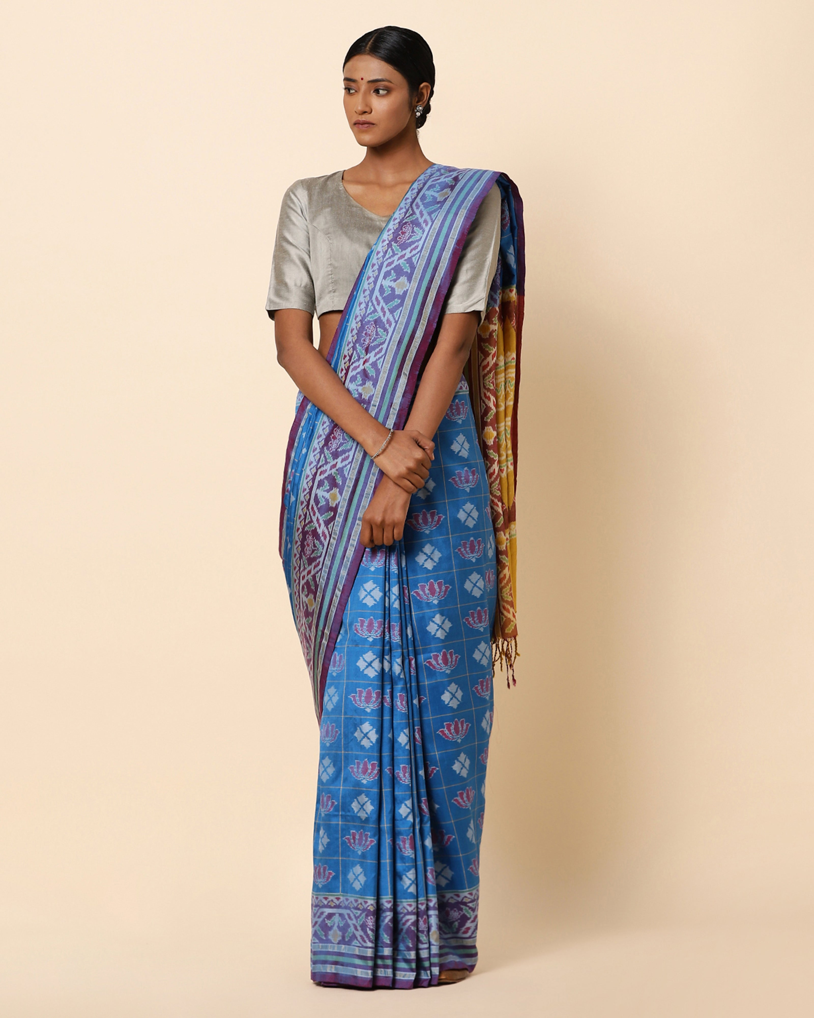 Shubhra Pochampally Warp Ikat Silk Saree