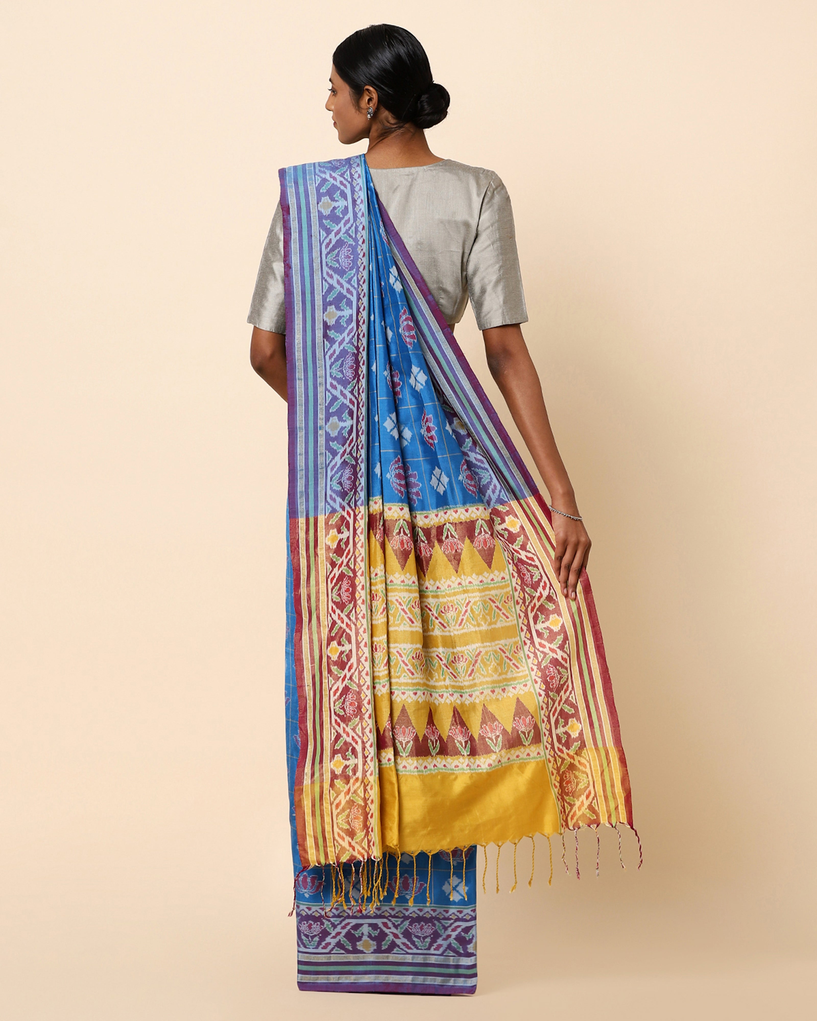 Shubhra Pochampally Warp Ikat Silk Saree