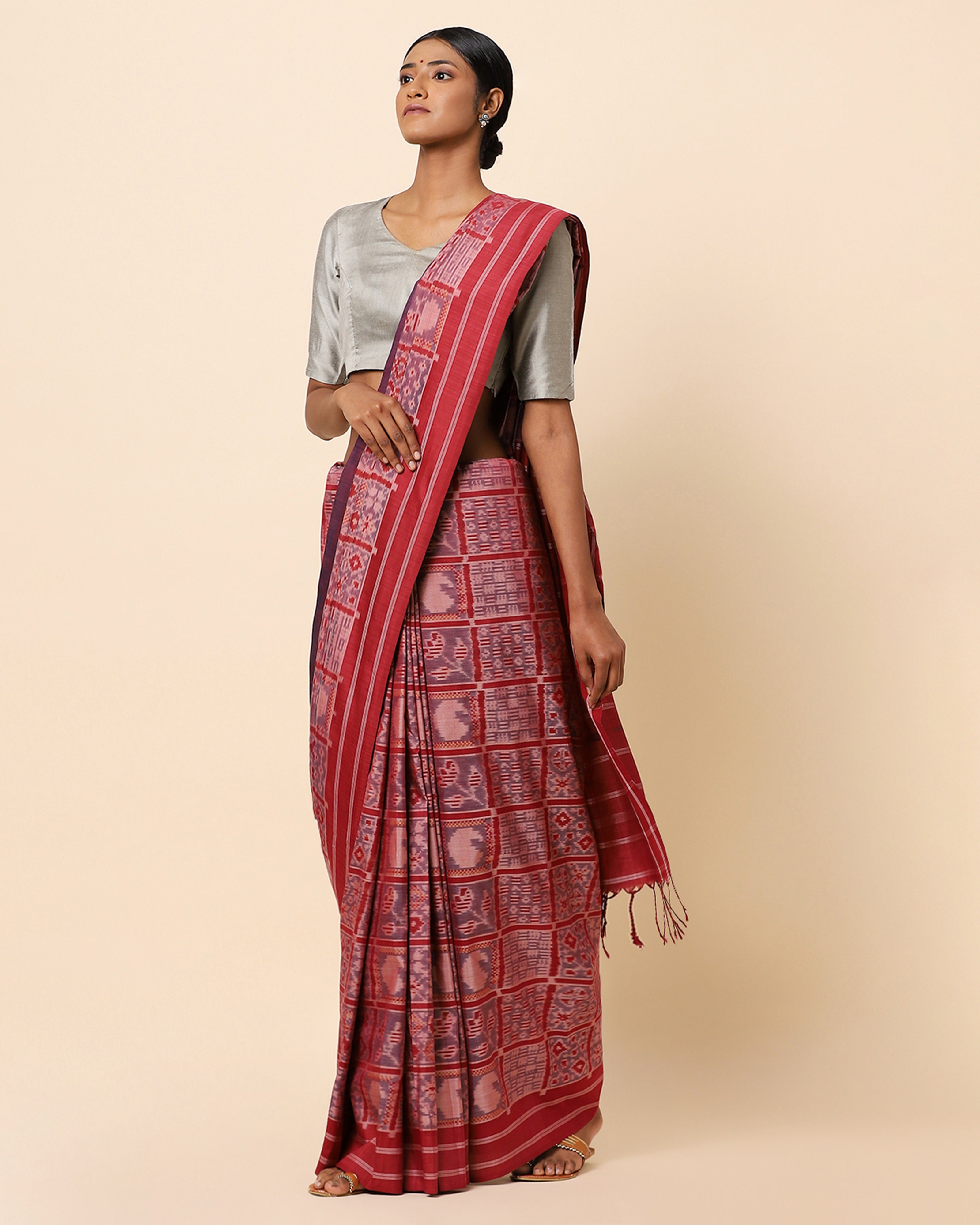 Yamini Pochampally Warp Ikat Silk Saree